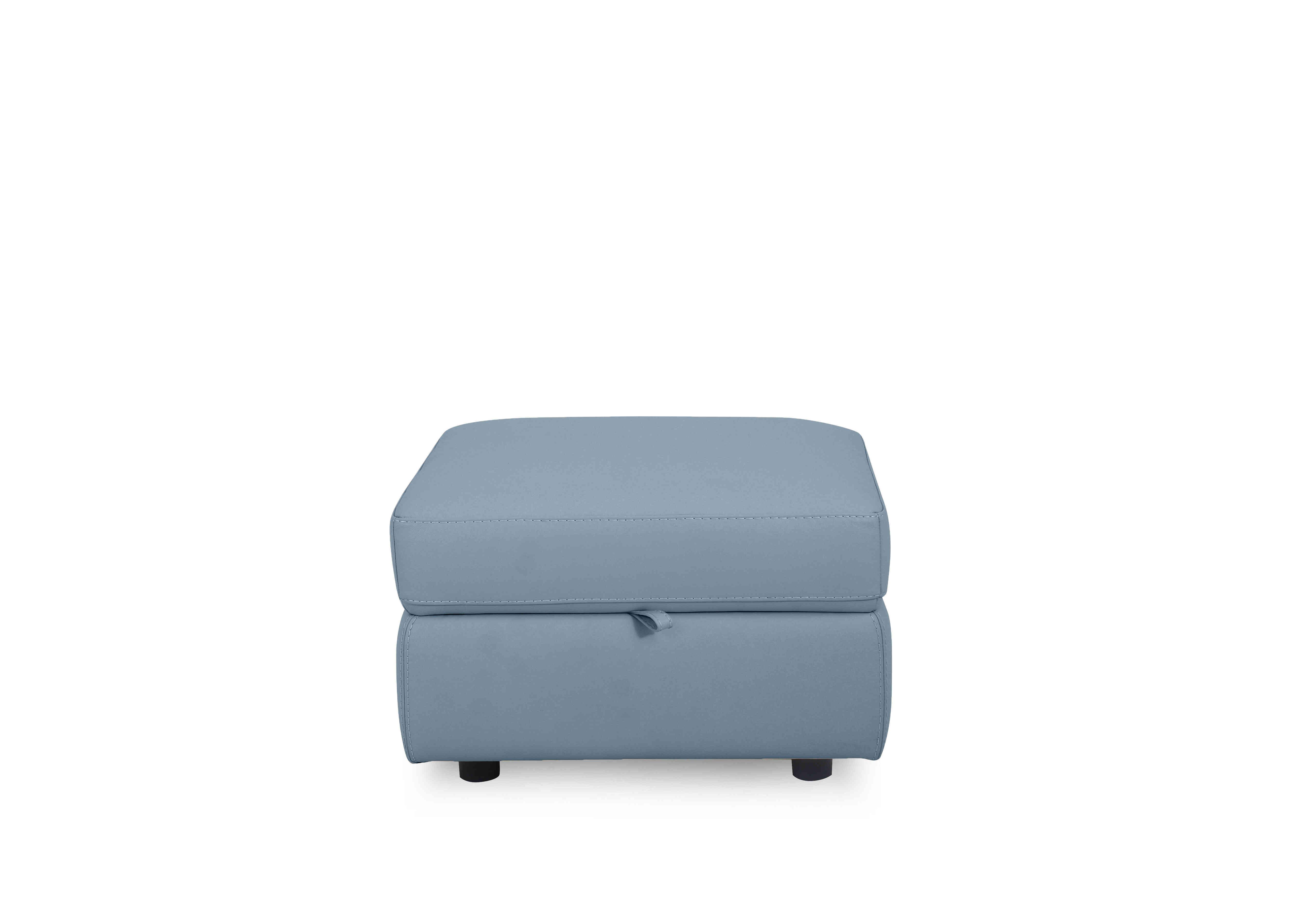 Compact Collection Lille Leather Storage Footstool in Nc-026e Pearl Blue on Furniture Village