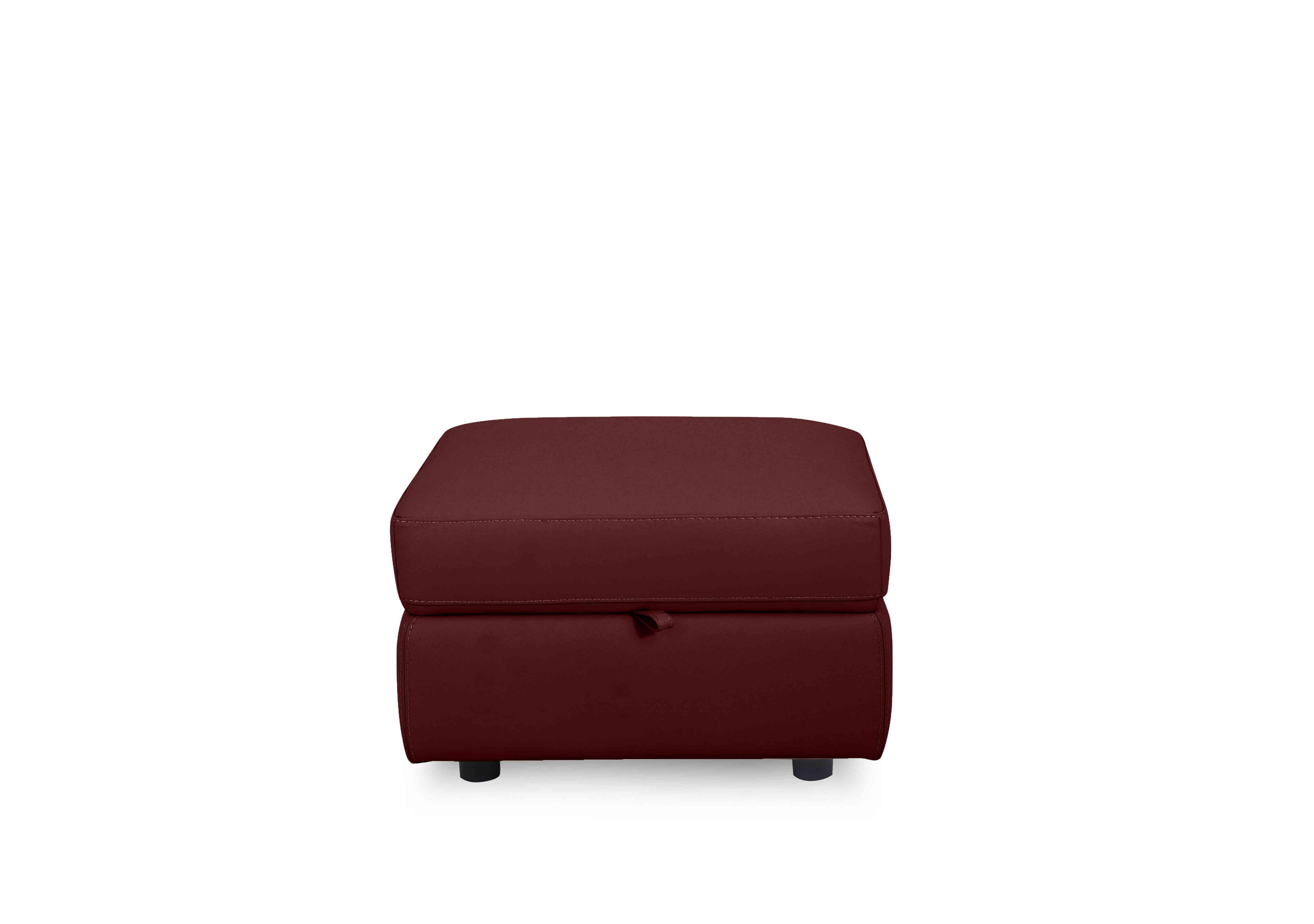 Compact Collection Lille Leather Storage Footstool in Nc-035c Deep Red on Furniture Village