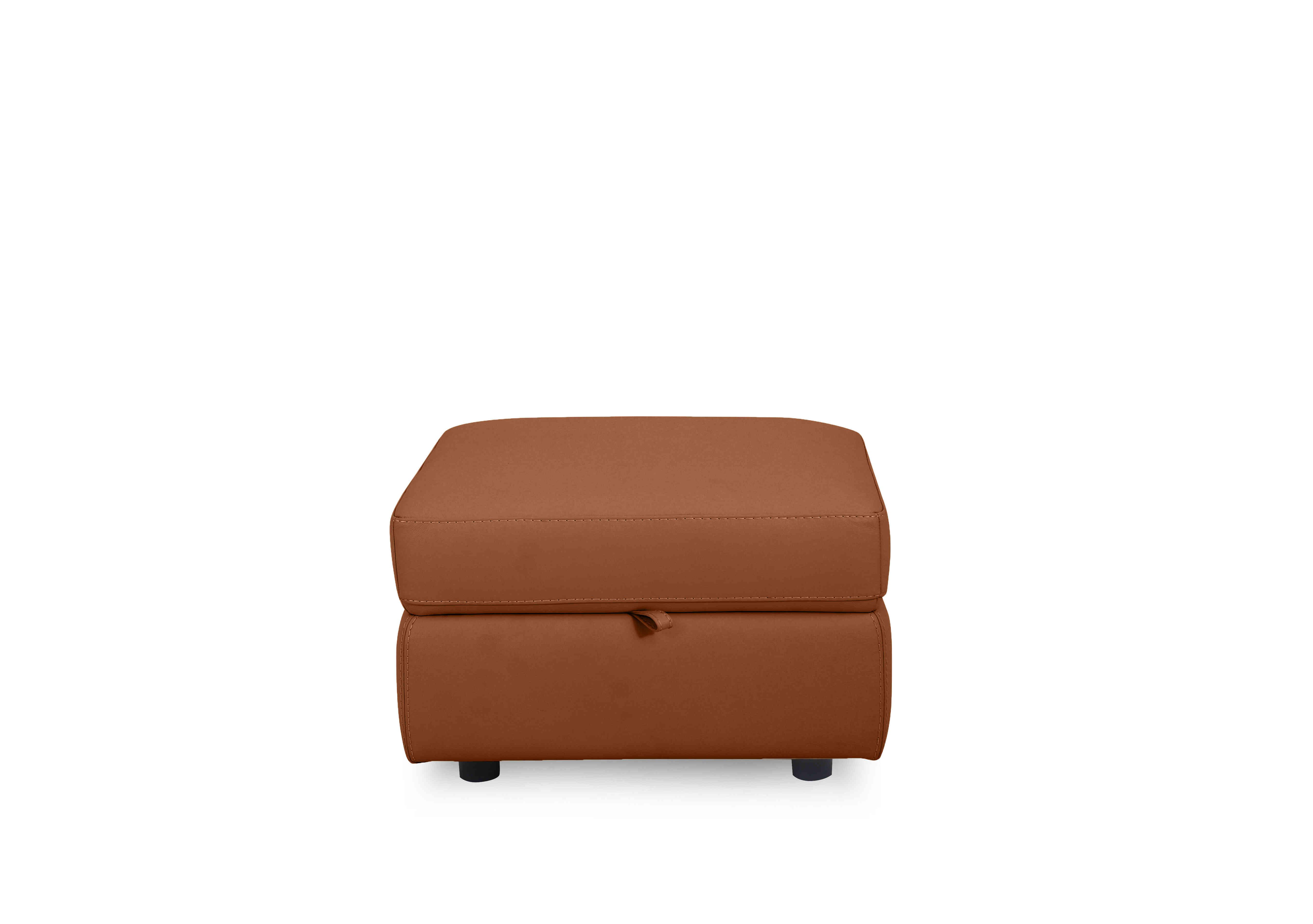 Compact Collection Lille Leather Storage Footstool in Nc-334e Pecan Brown on Furniture Village