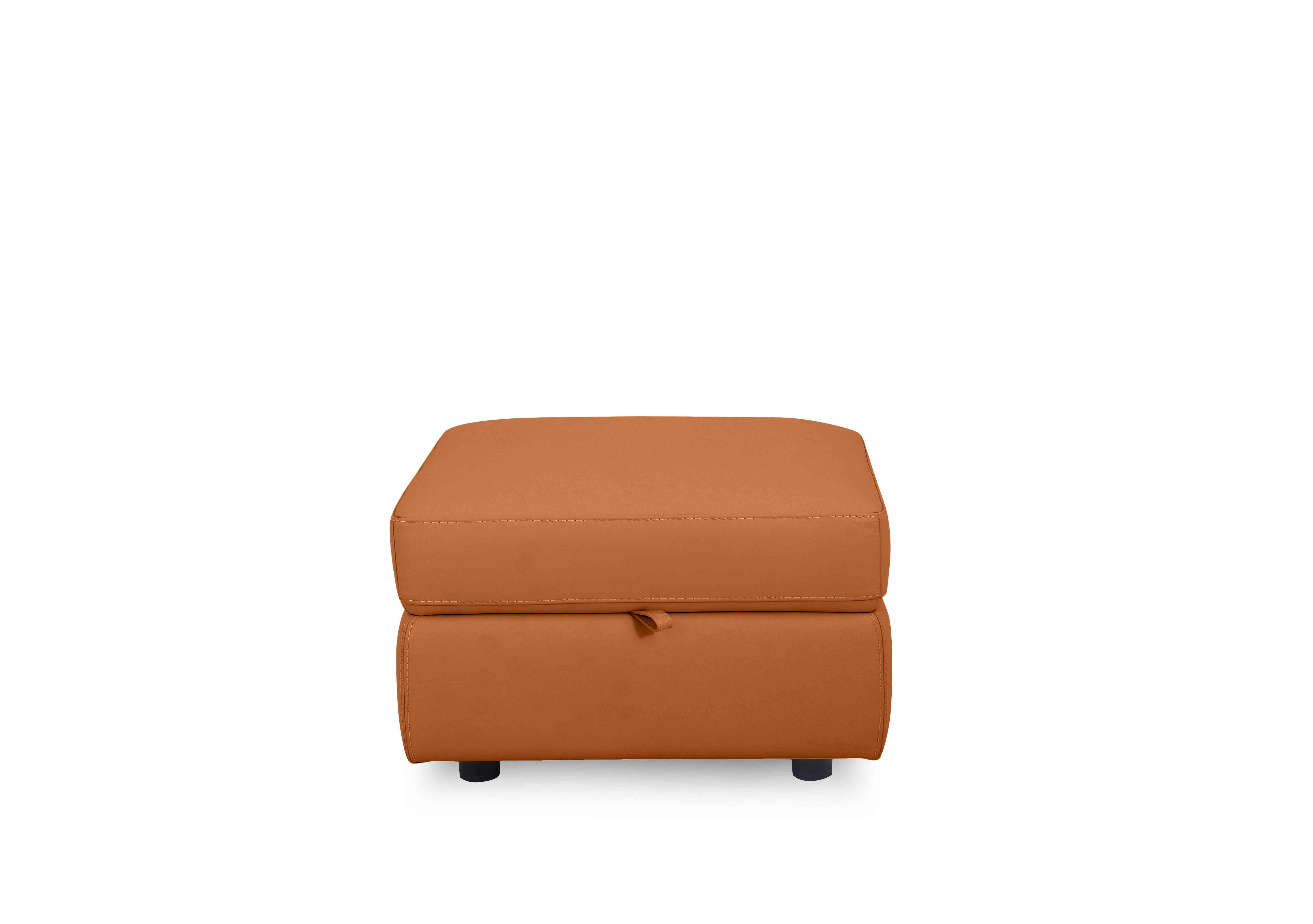 Compact Collection Lille Leather Storage Footstool in Nc-335e Honey Yellow on Furniture Village