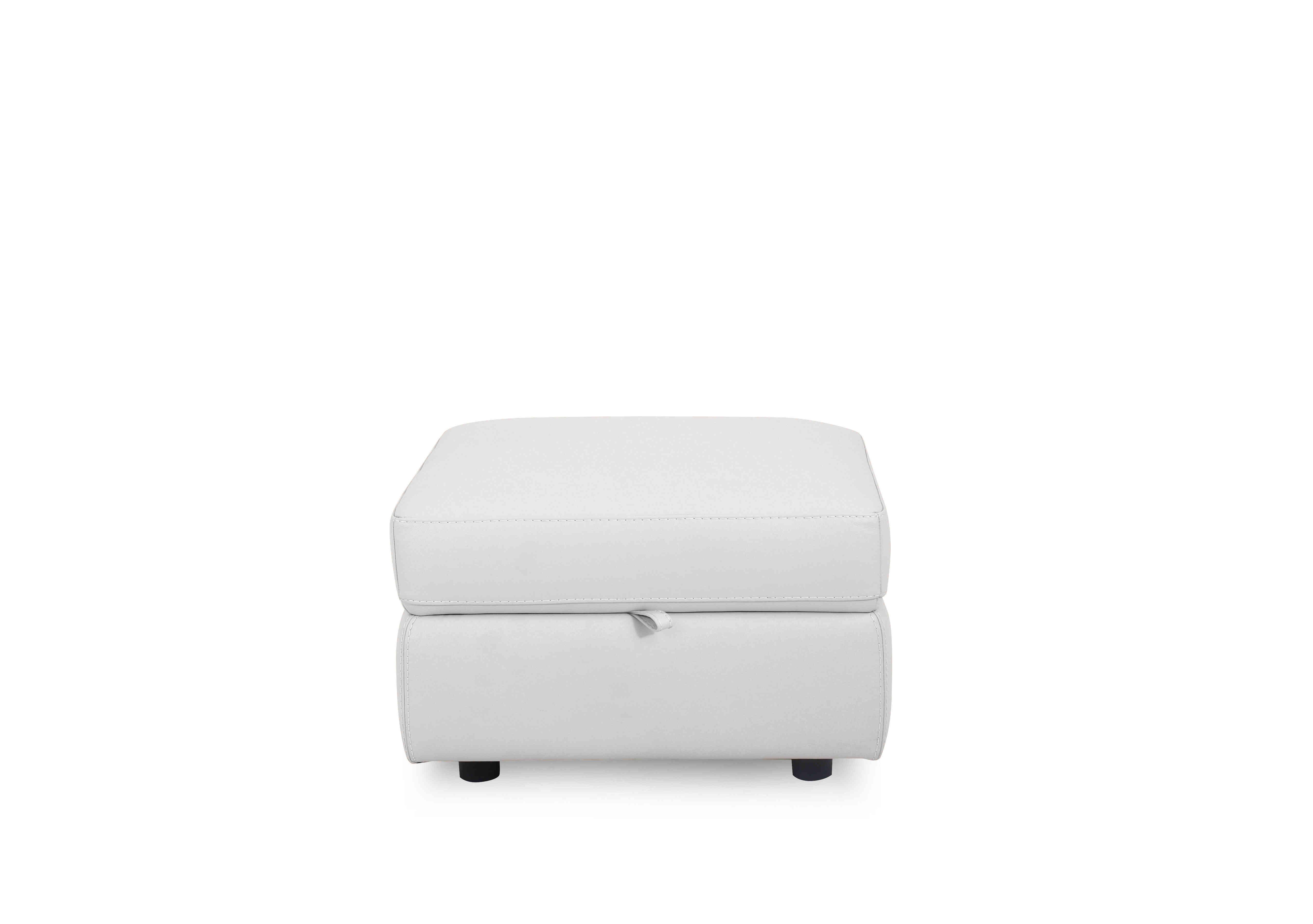Compact Collection Lille Leather Storage Footstool in Nc-744d Star White on Furniture Village