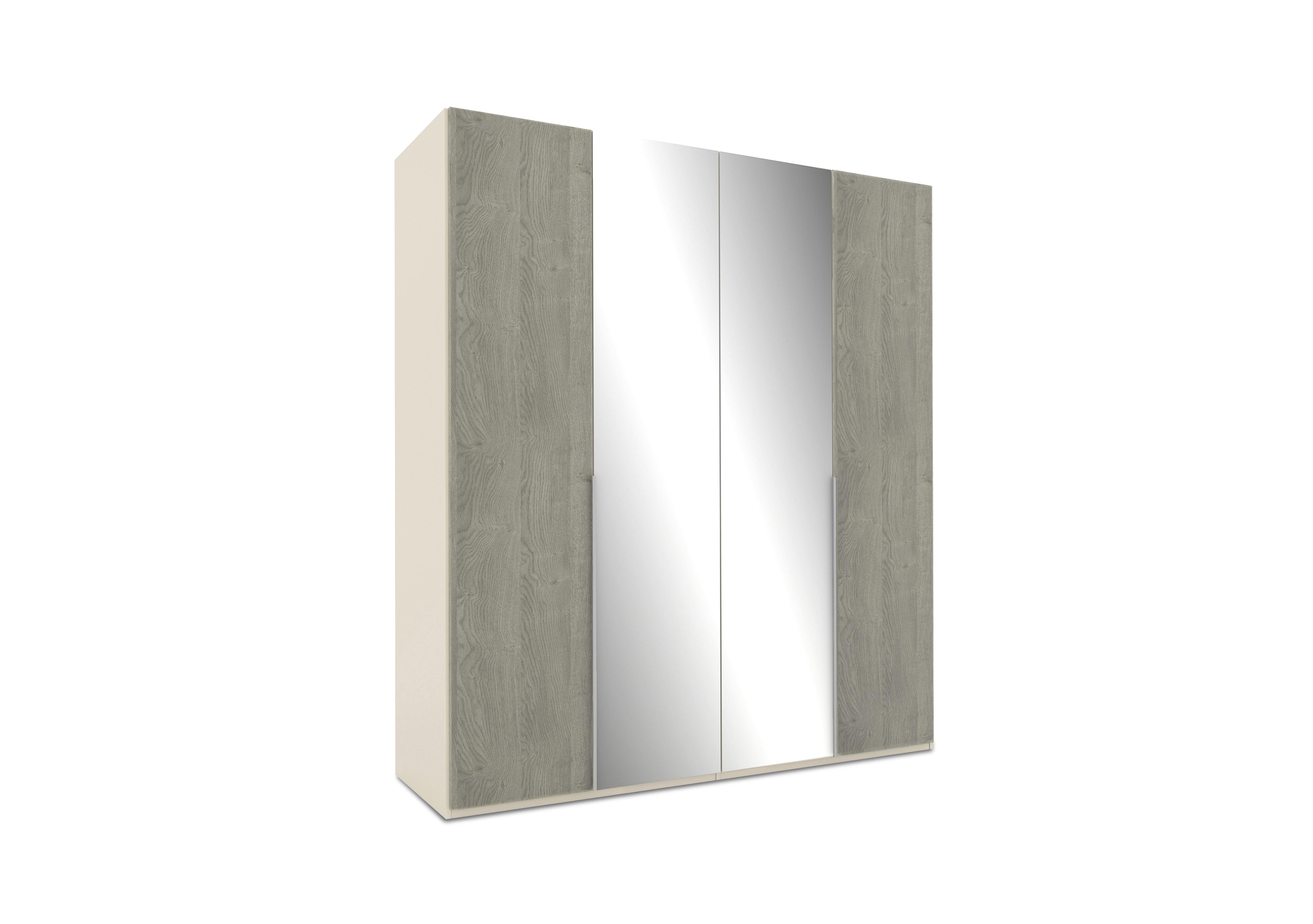 Cora 4 Door Hinged Wardrobe With Mirror Doors in A-Slv/Gr B-Mirror Crc-Perla on Furniture Village