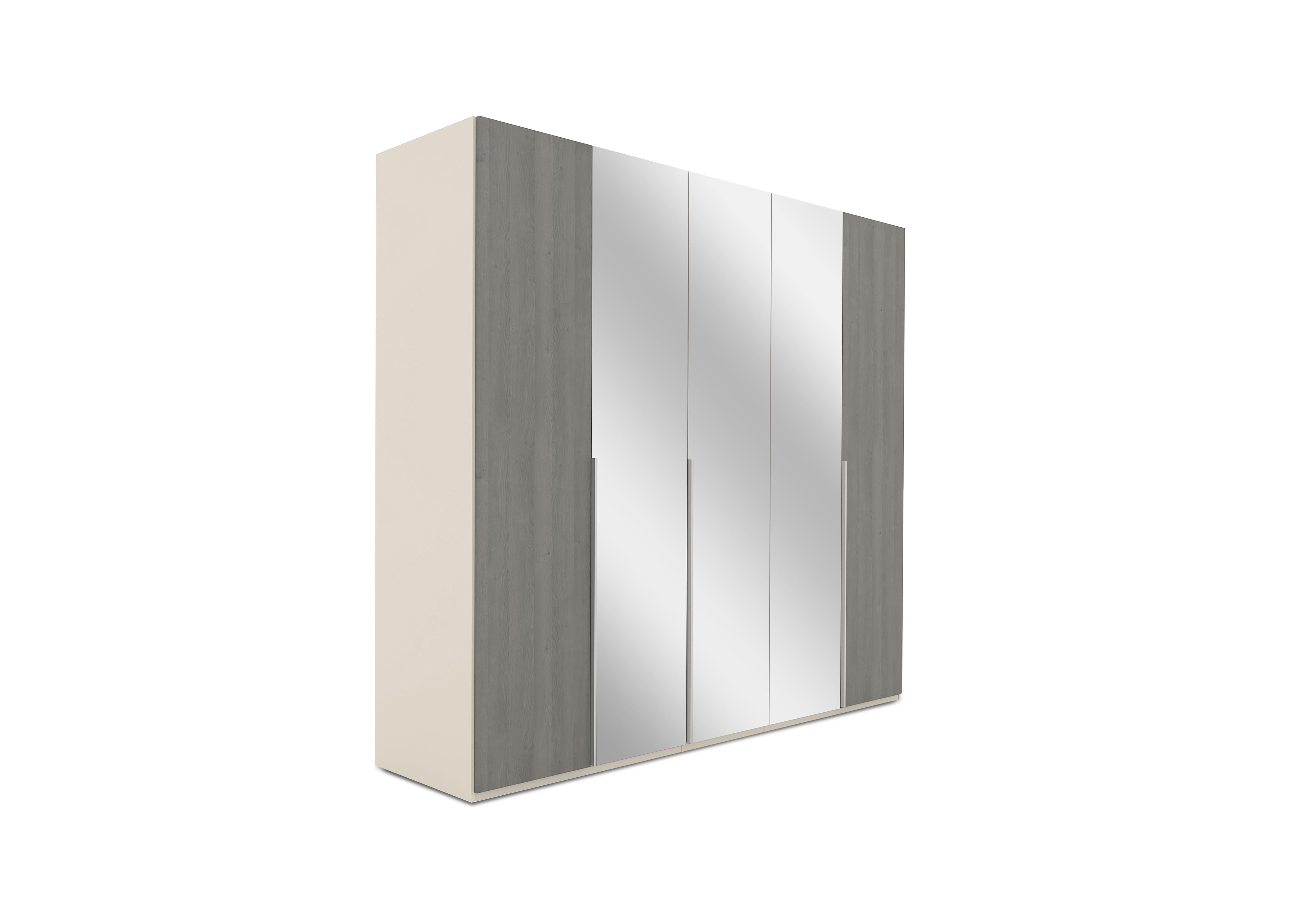 Cora 5 Door Hinged Wardrobe With Mirror Doors in A-Slv/Gr B-Mirror Crc-Perla on Furniture Village