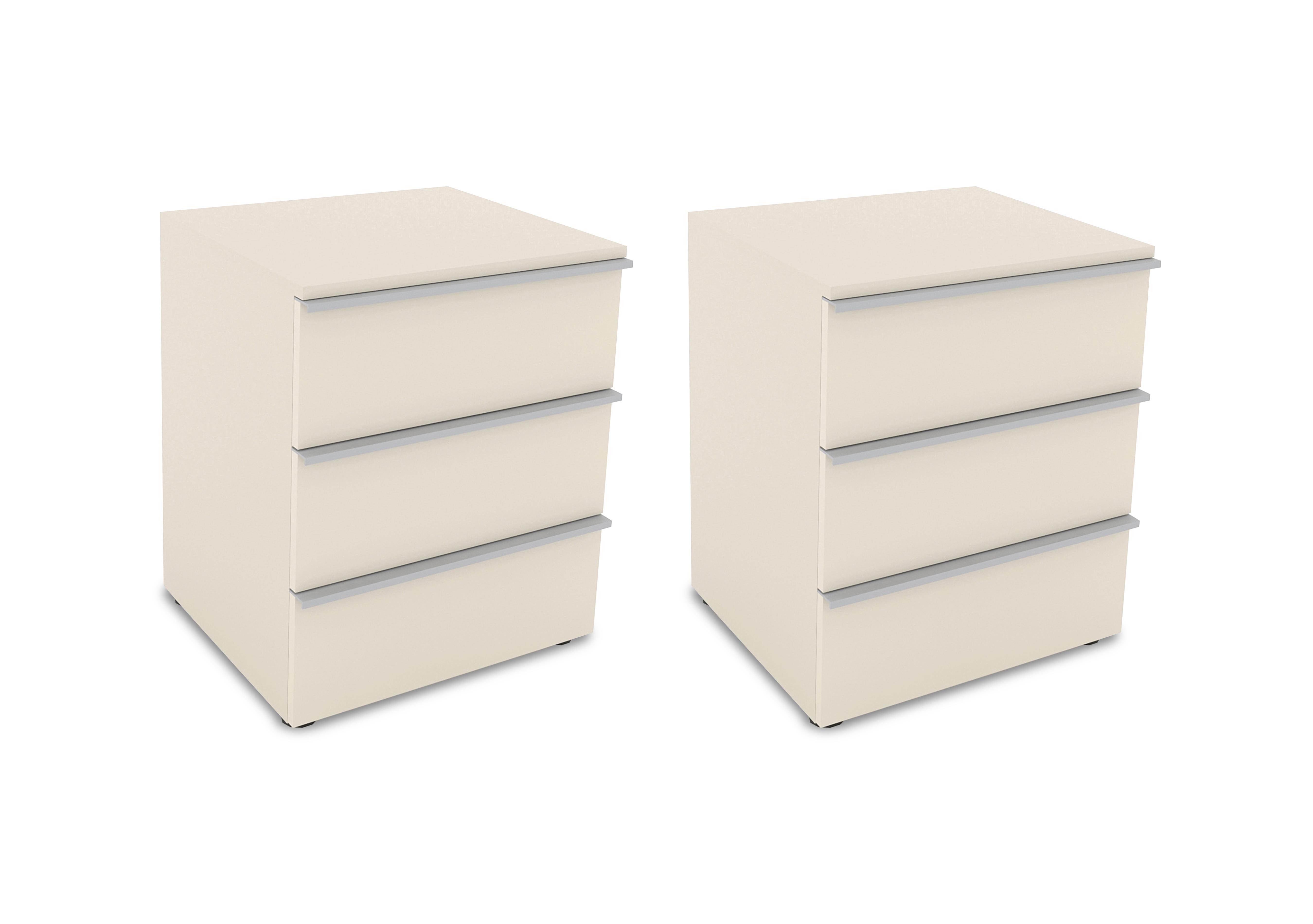 Cora Pair of 3 Drawer Bedside Cabinets in Perla on Furniture Village