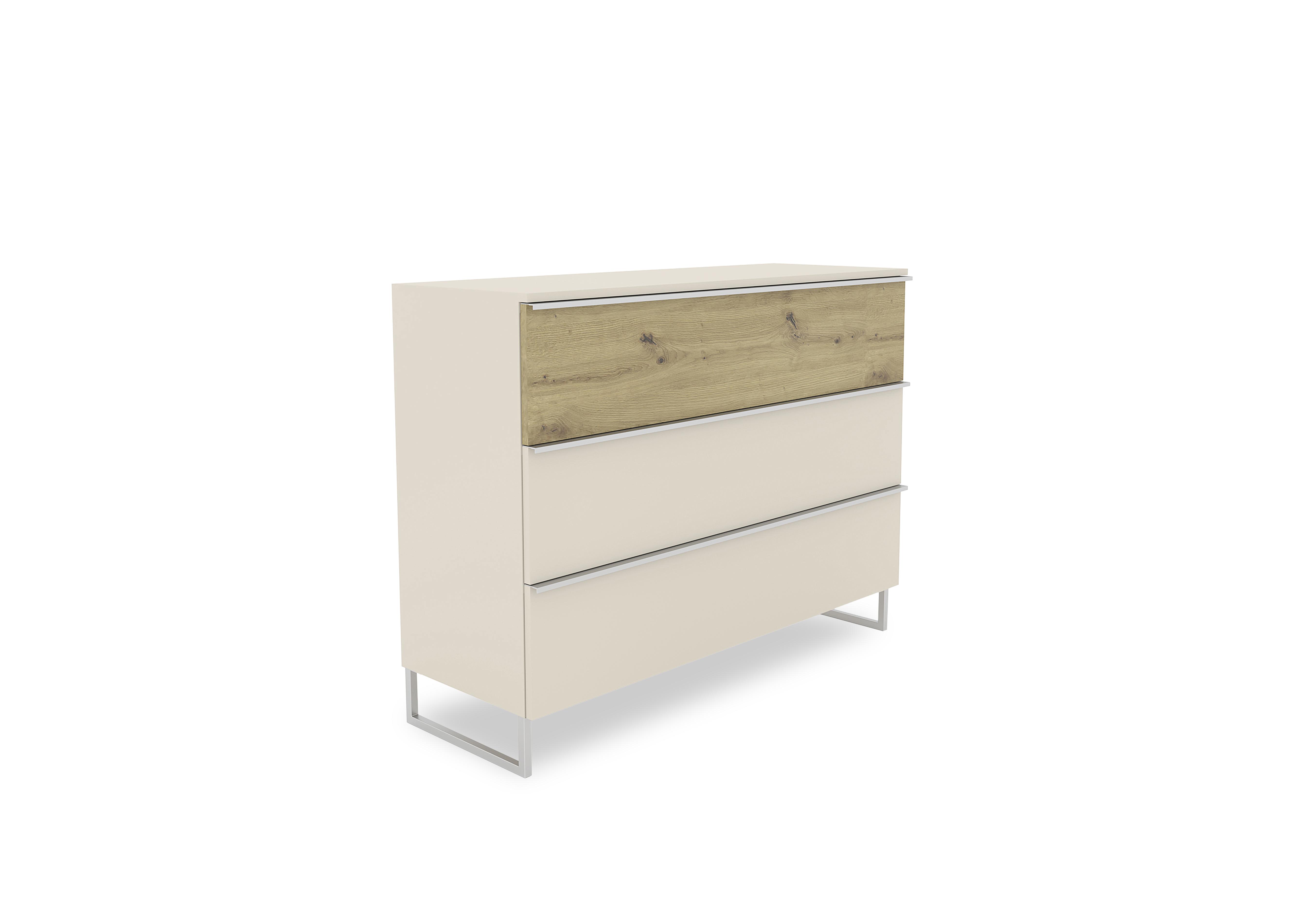 Cora 80cm 3 Drawer Chest in Perla With Oak Contrast on Furniture Village