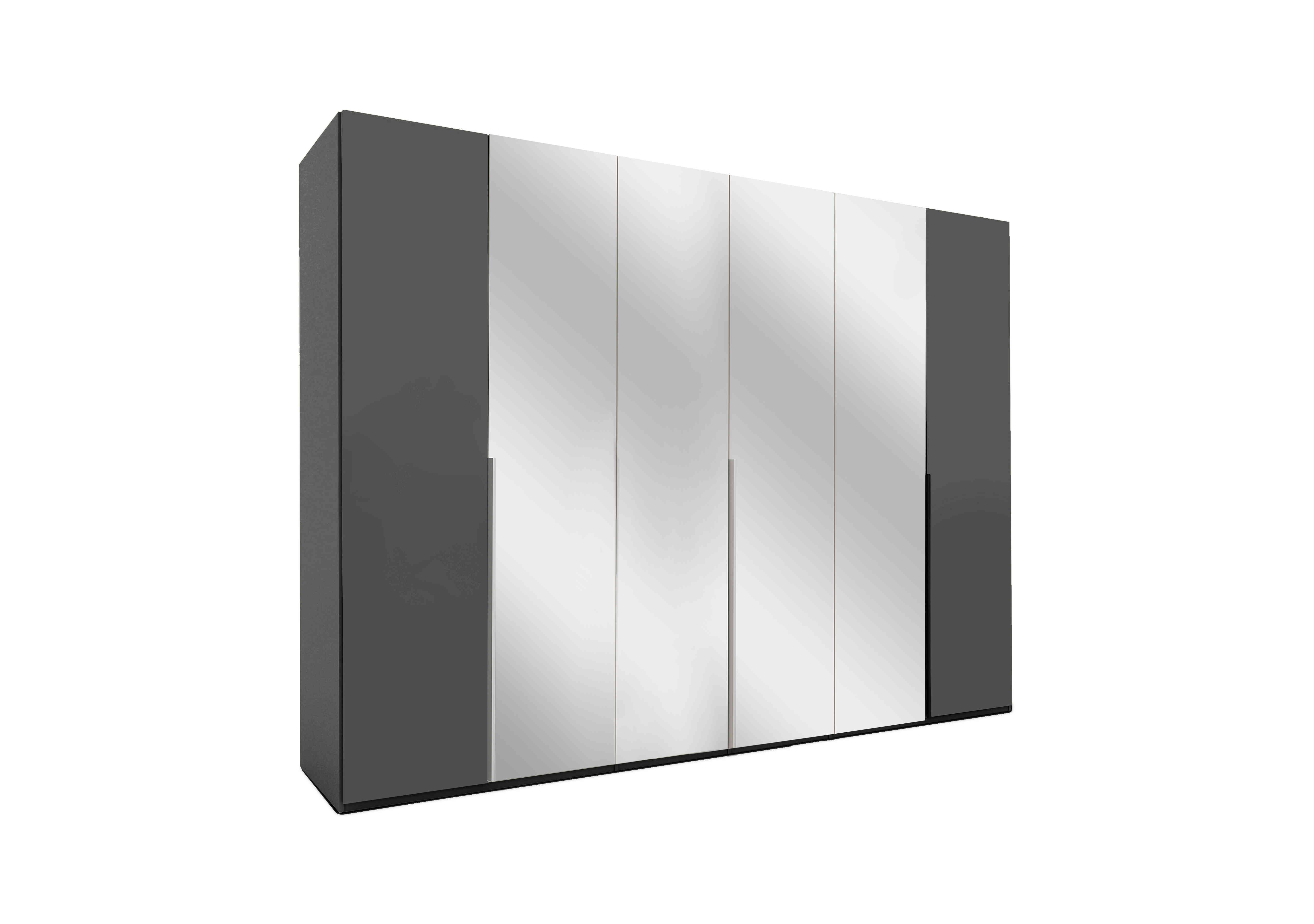 Cora 6 Door Hinged Wardrobe With Mirror Doors in A-Basalt B-Mirror Crc-Basalt on Furniture Village