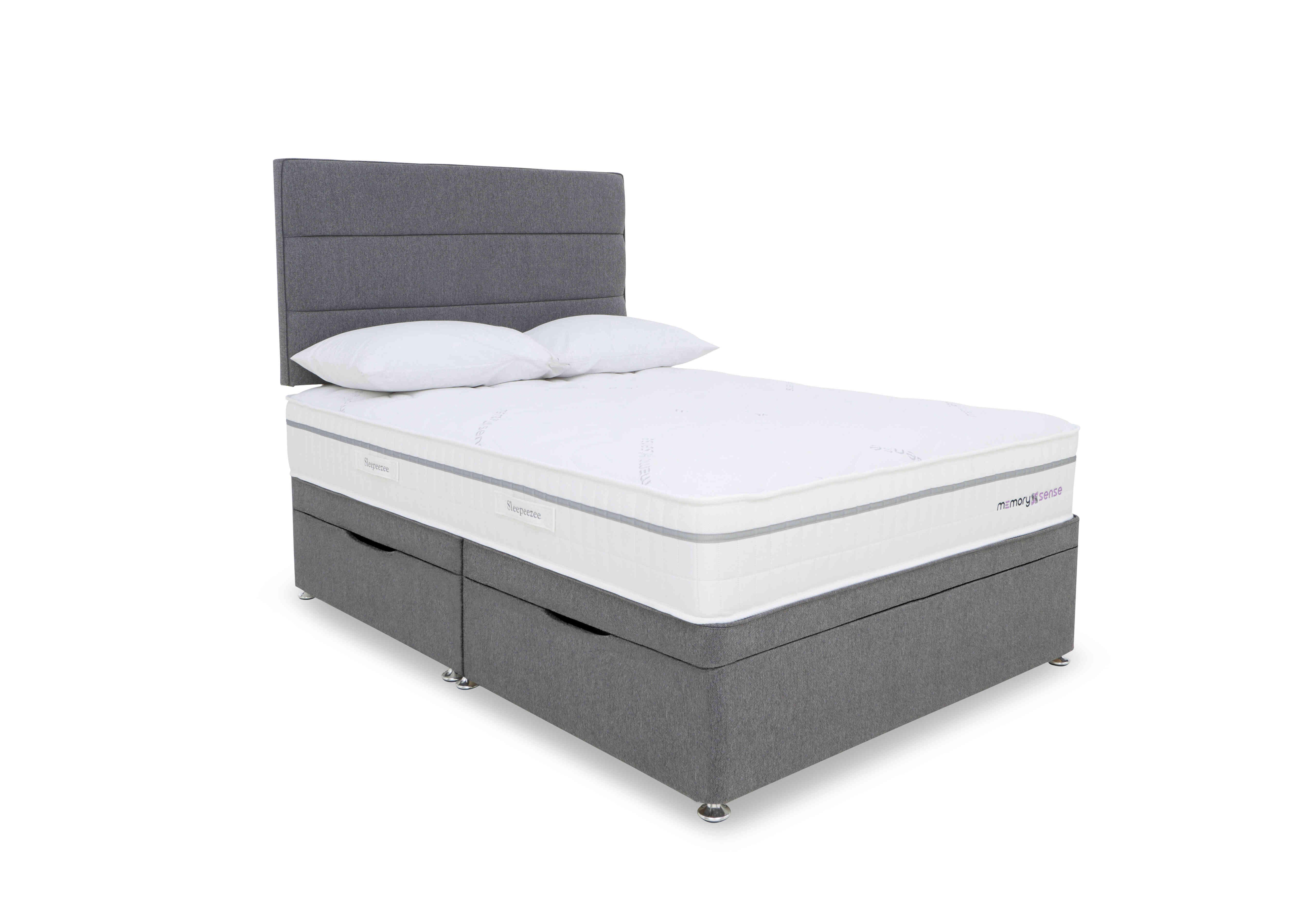 Memory Sense Ortho Side Ottoman Divan Set in Queens Ash Grey on Furniture Village