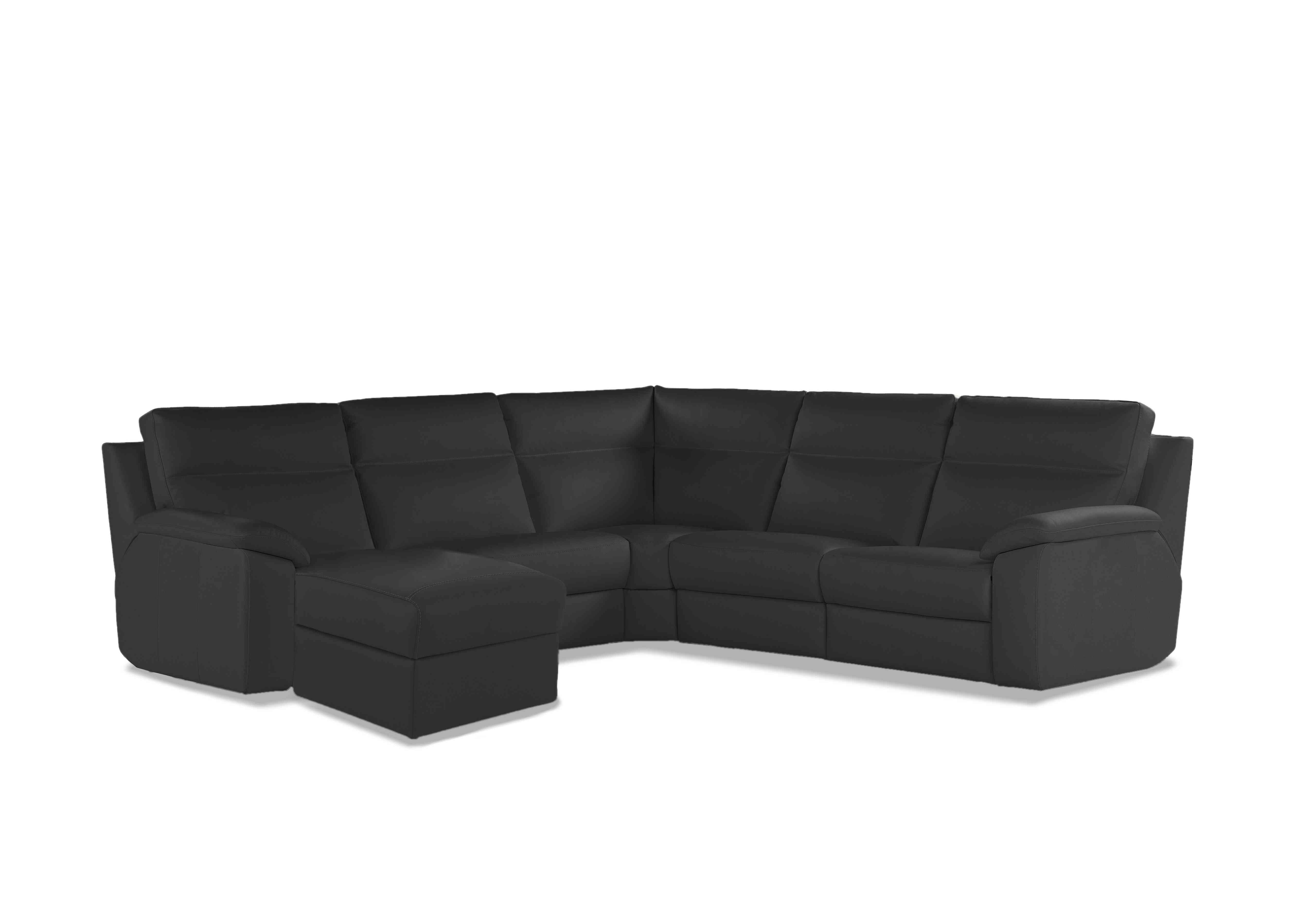 Pepino Large Leather Corner Sofa with Chaise End in 327 Torello Grigio Scuro on Furniture Village