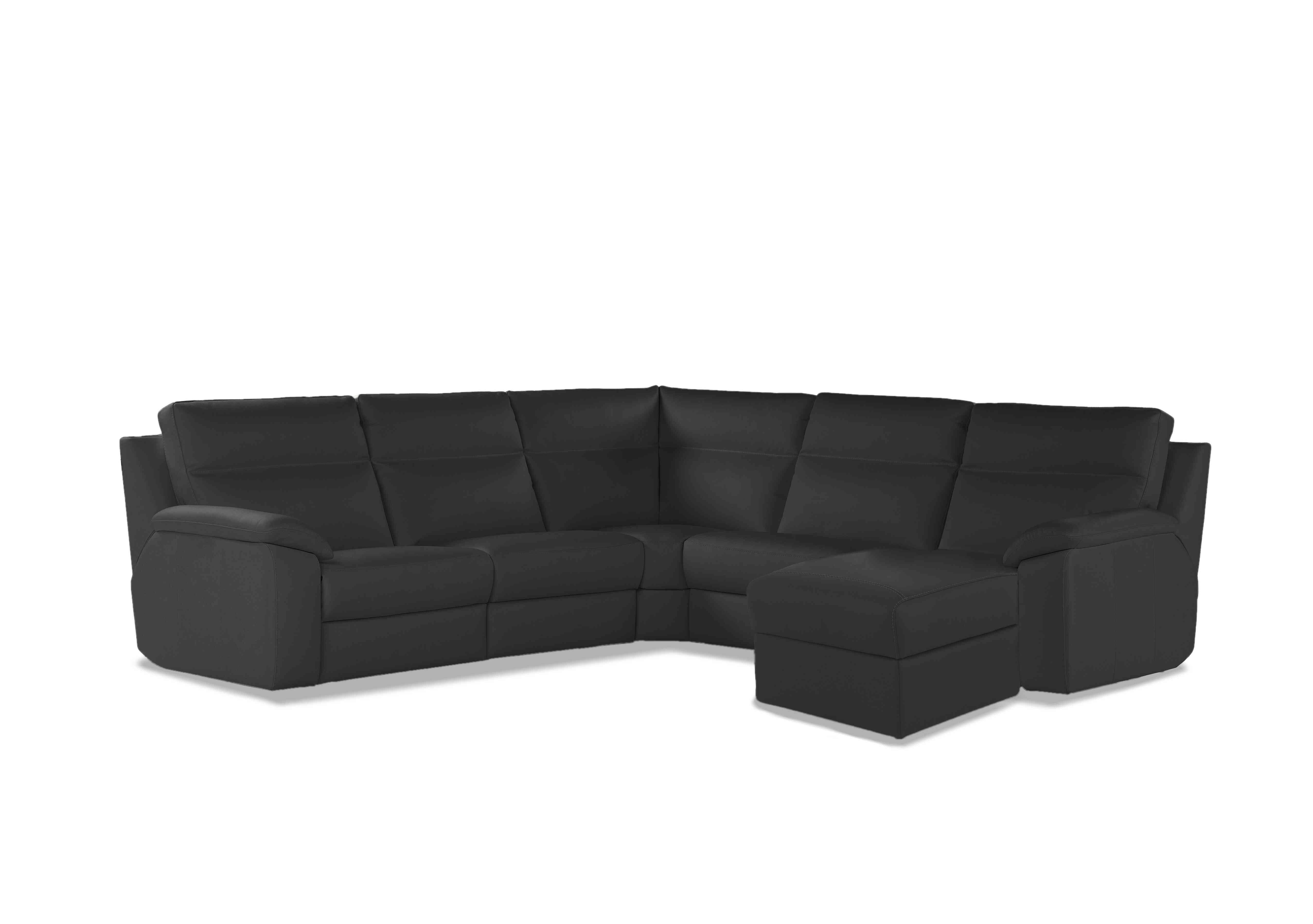 Pepino Large Leather Corner Sofa with Chaise End in 327 Torello Grigio Scuro on Furniture Village