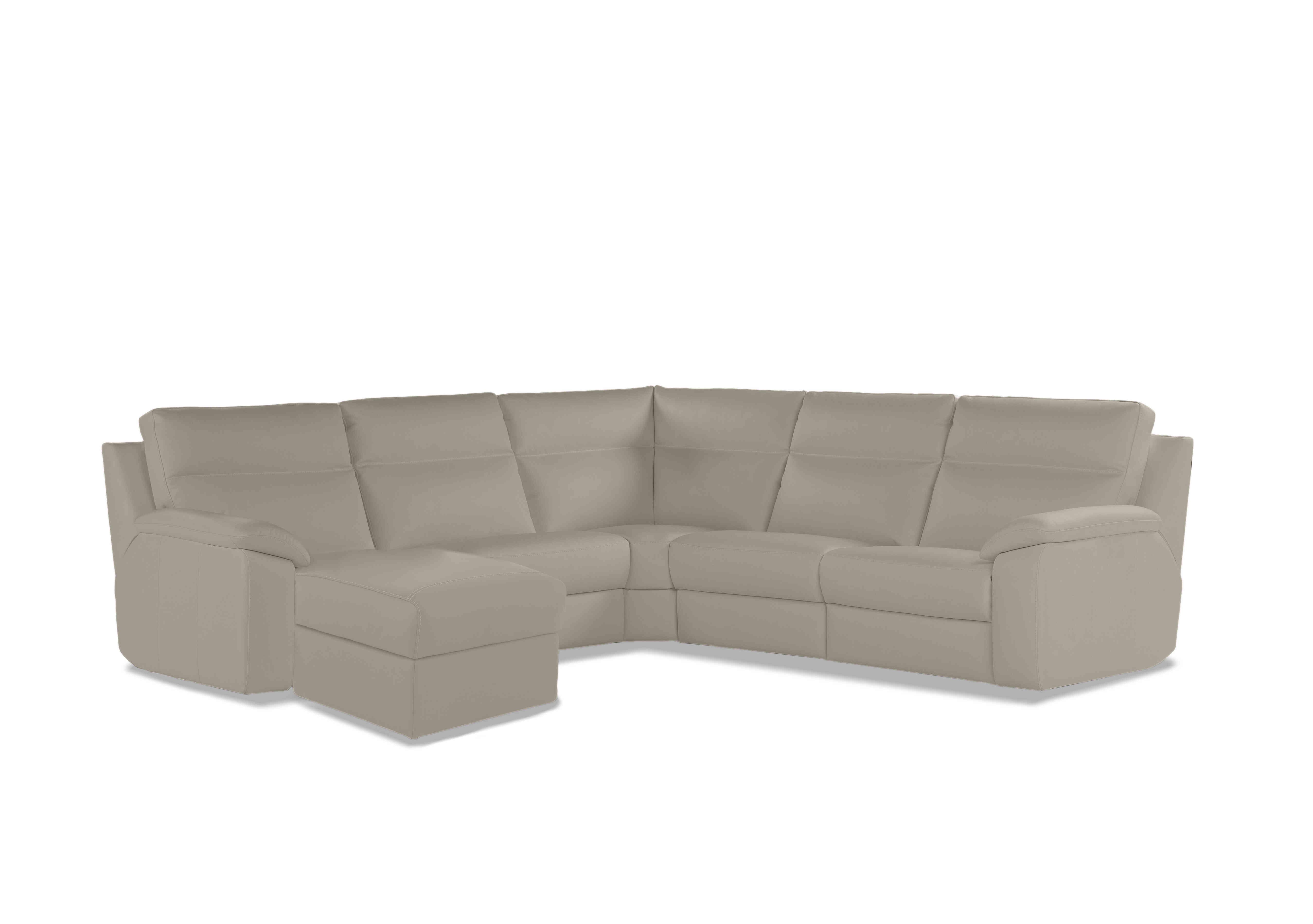 Pepino Large Leather Corner Sofa with Chaise End in 328 Torello Tortora on Furniture Village