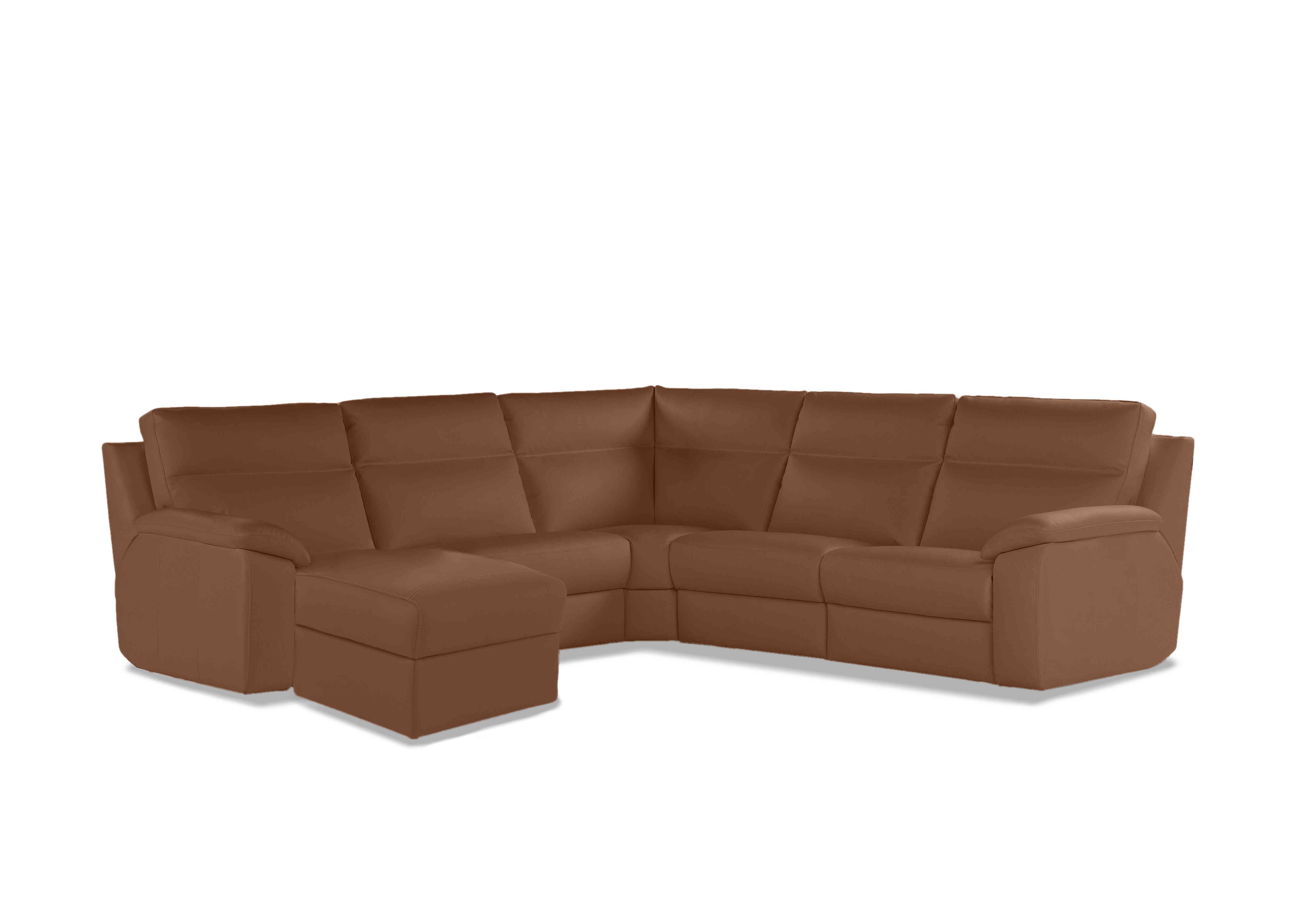 Pepino Large Leather Corner Sofa with Chaise End in 363 Torello Cognac on Furniture Village