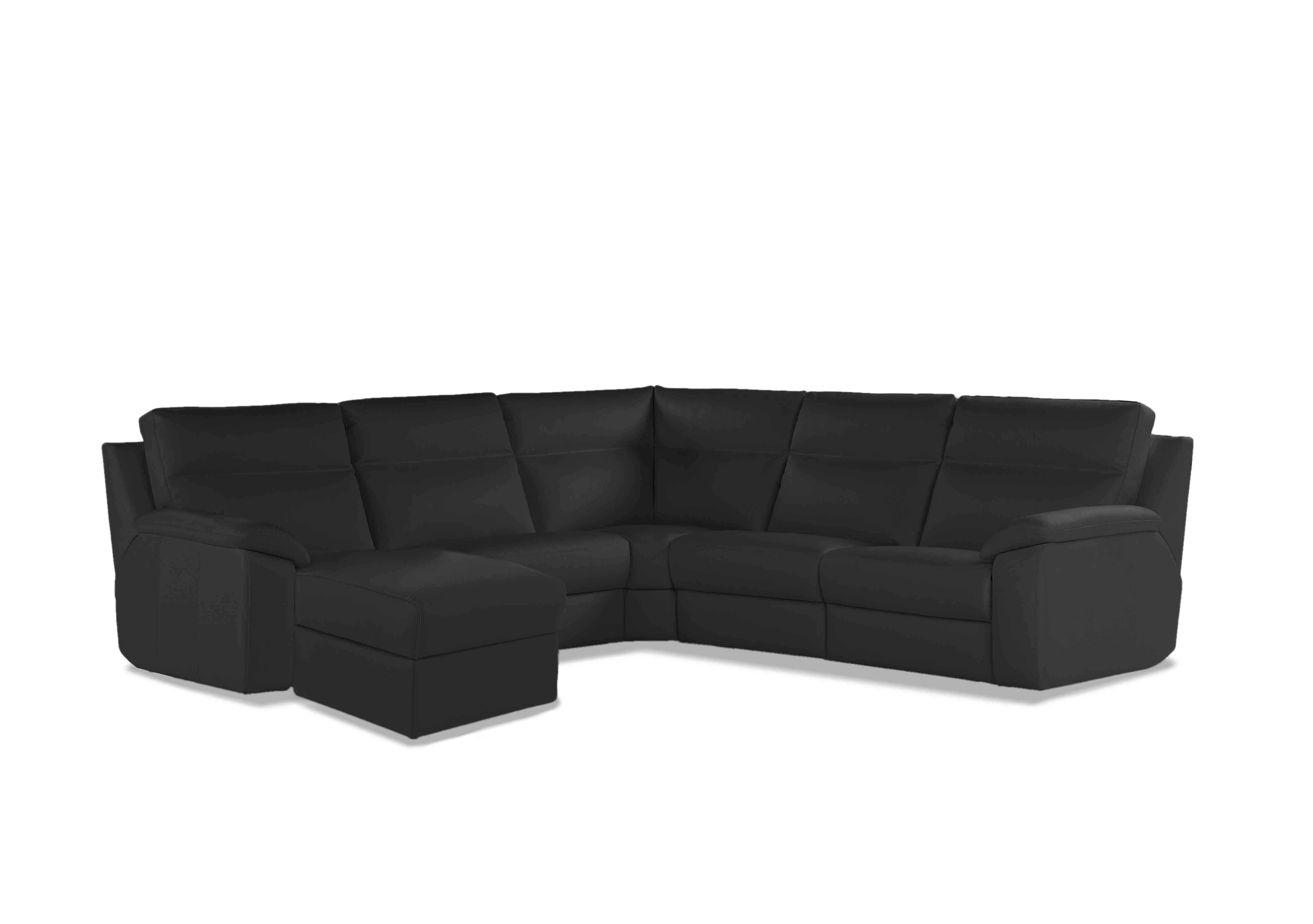 Pepino Large Leather Corner Sofa with Chaise End in 71 Torello Nero on Furniture Village