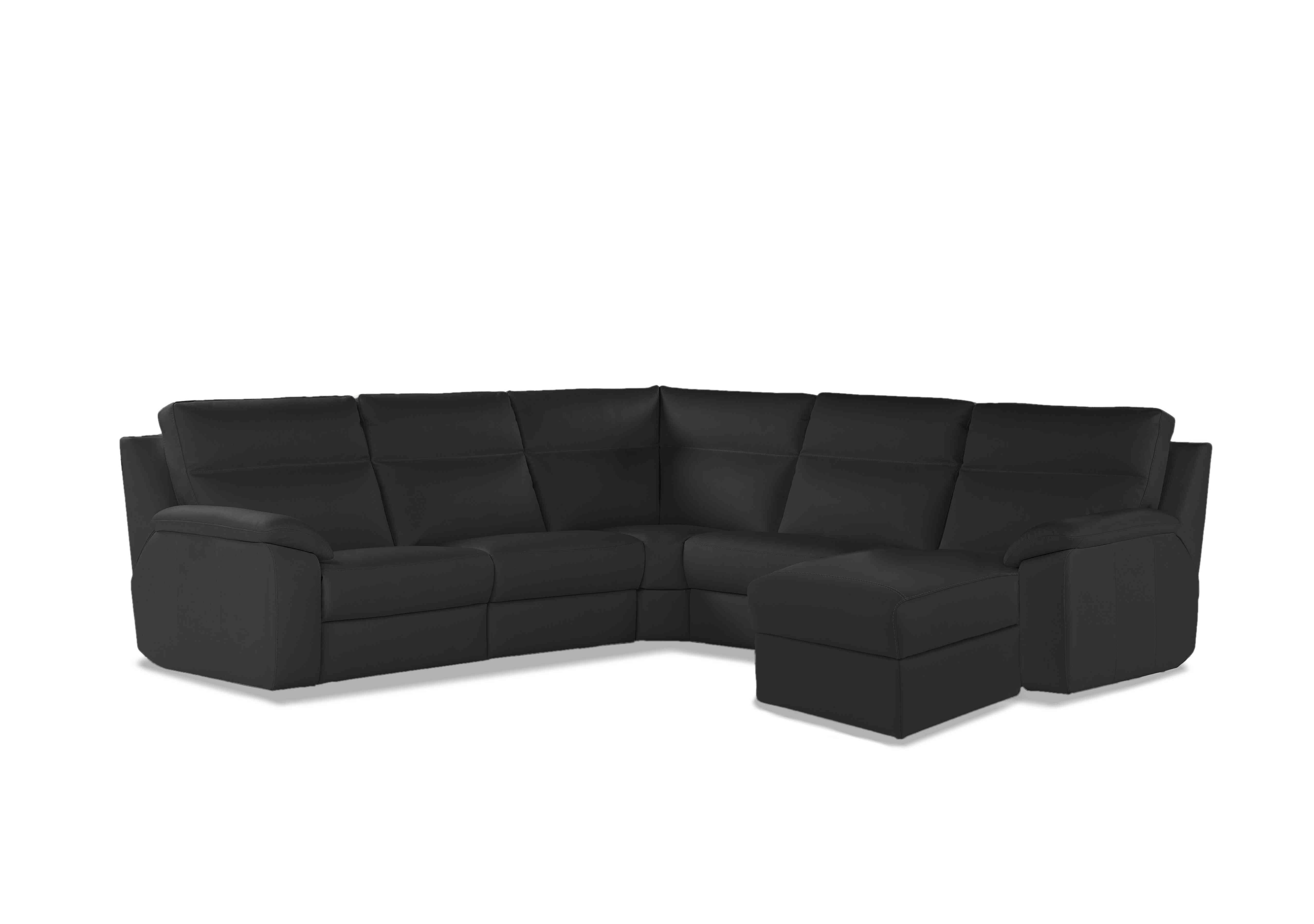 Pepino Large Leather Corner Sofa with Chaise End in 71 Torello Nero on Furniture Village