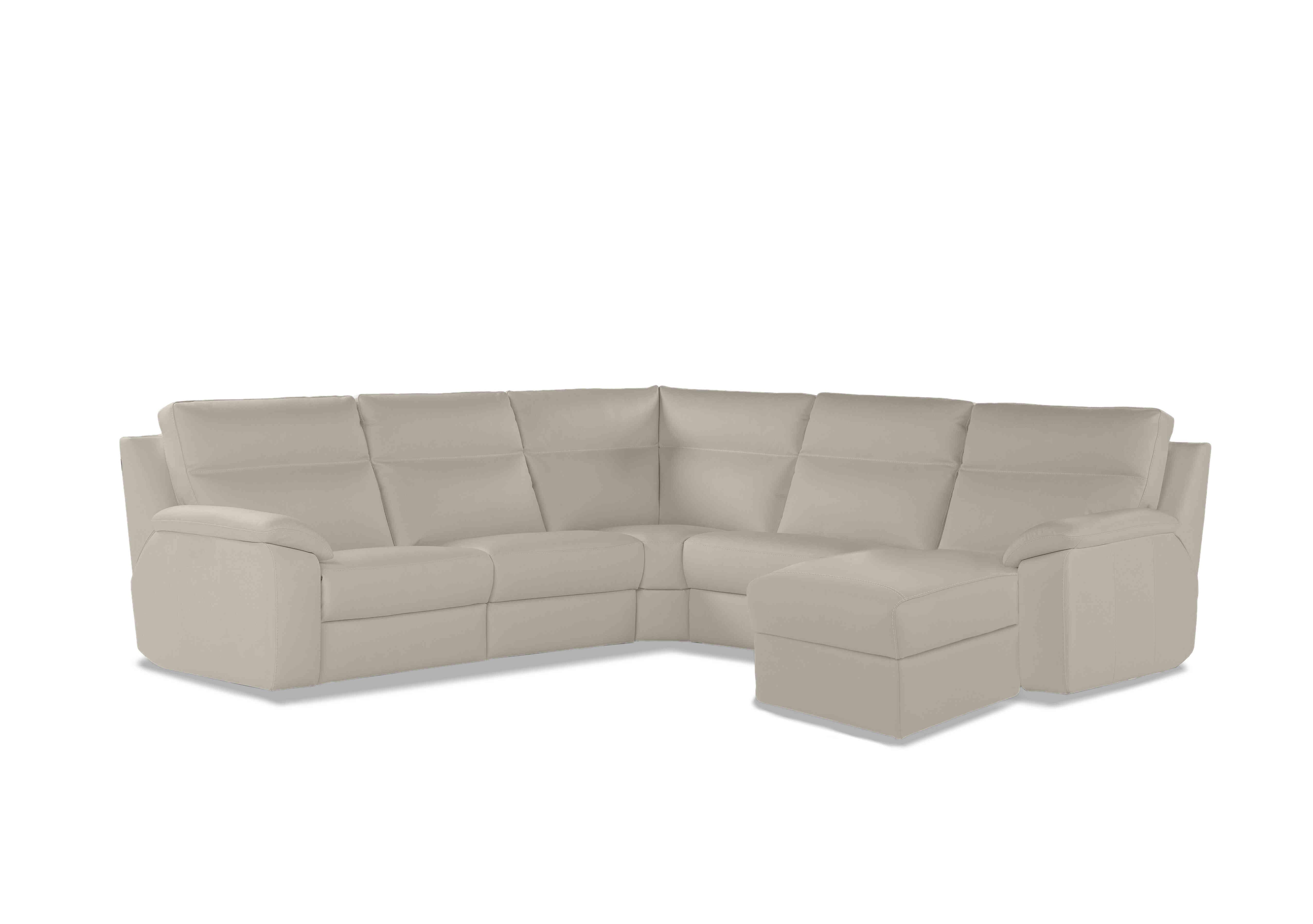 Pepino Large Leather Corner Sofa with Chaise End in Torello 371 Ice on Furniture Village