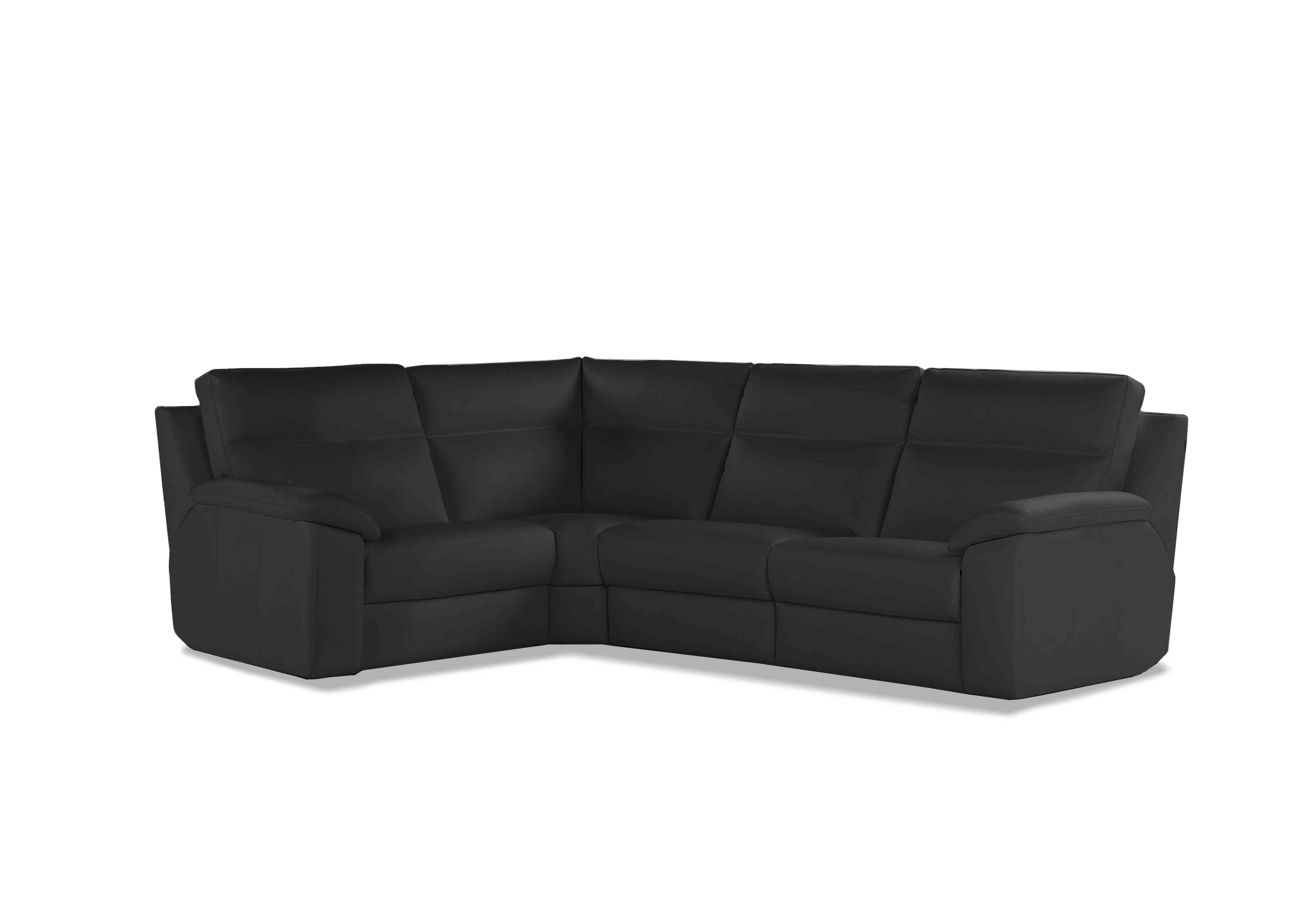 Pepino Small Leather Corner Sofa in 71 Torello Nero on Furniture Village