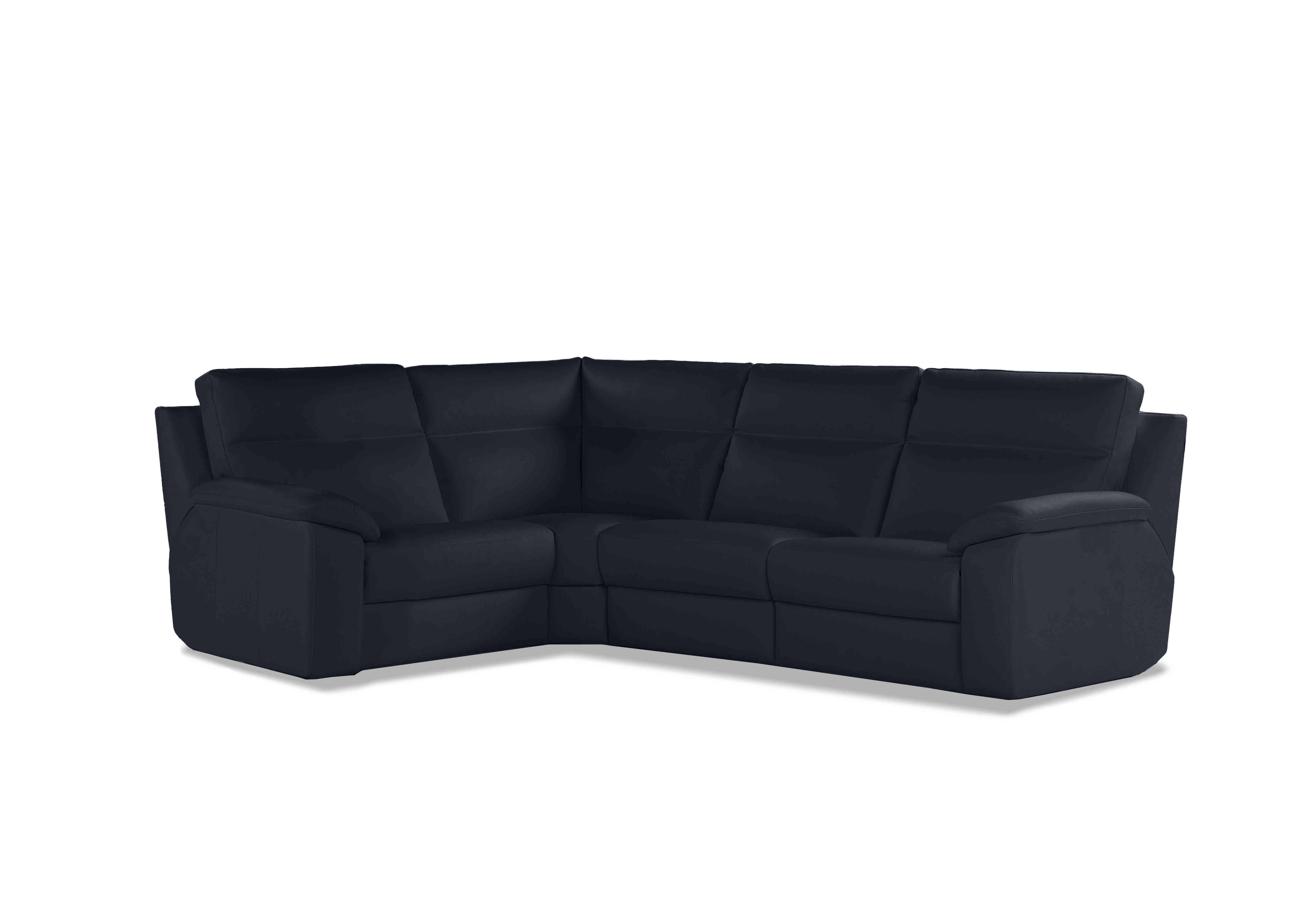 Pepino Small Leather Corner Sofa in 81 Torello Blu on Furniture Village