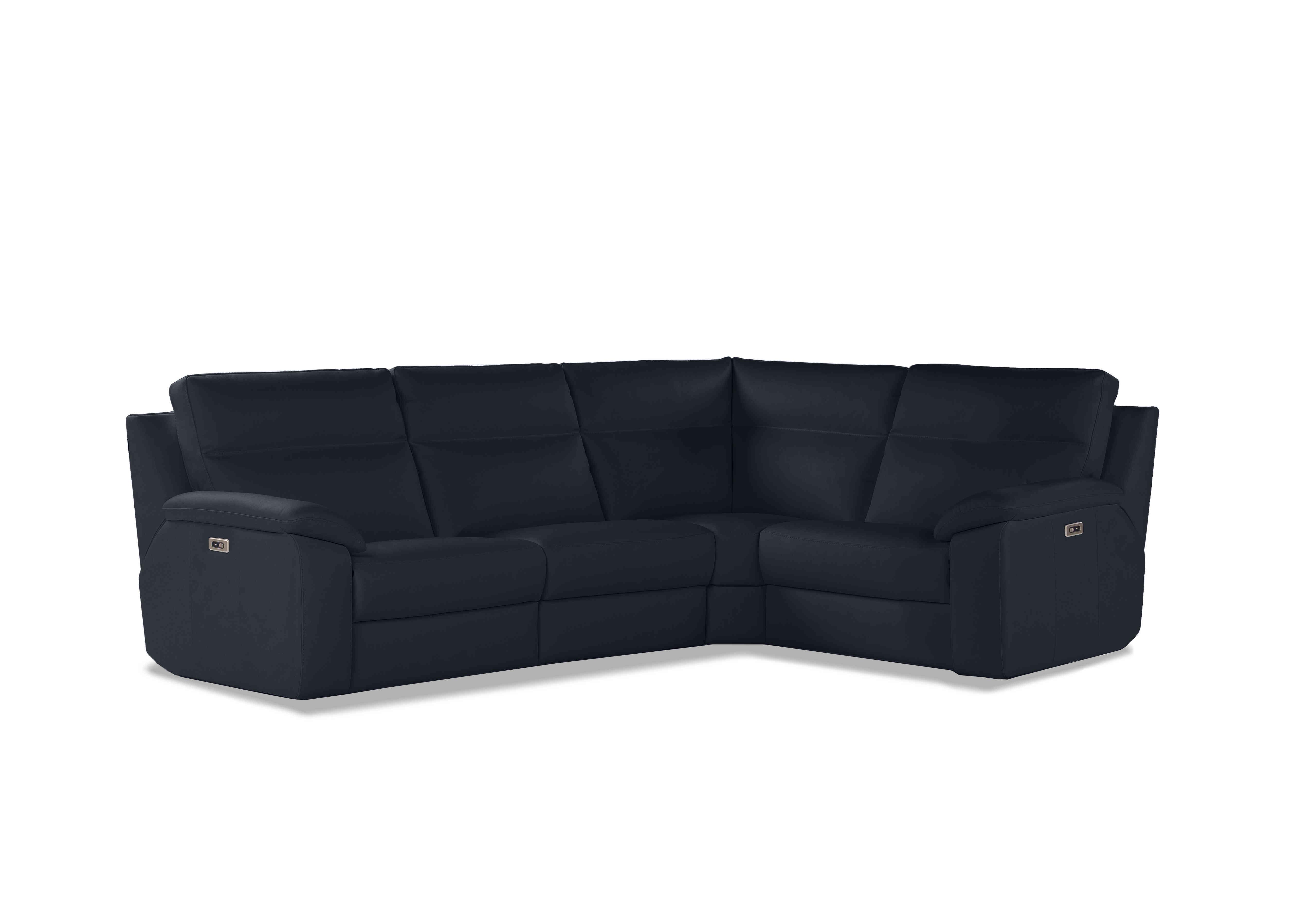 Pepino Small Leather Corner Sofa in 81 Torello Blu on Furniture Village