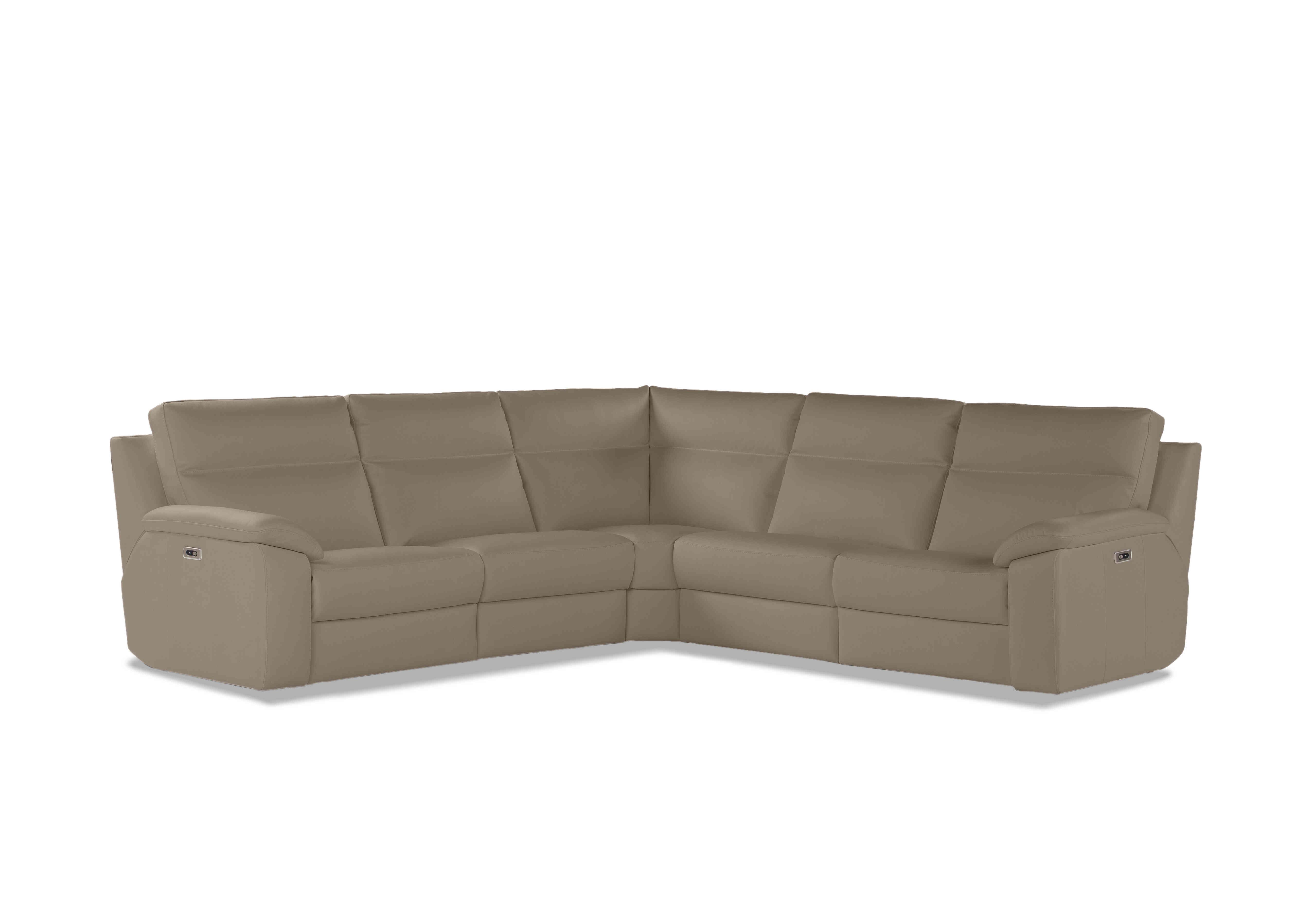 Pepino Large Leather Corner Sofa in 312 Torello Taupe on Furniture Village