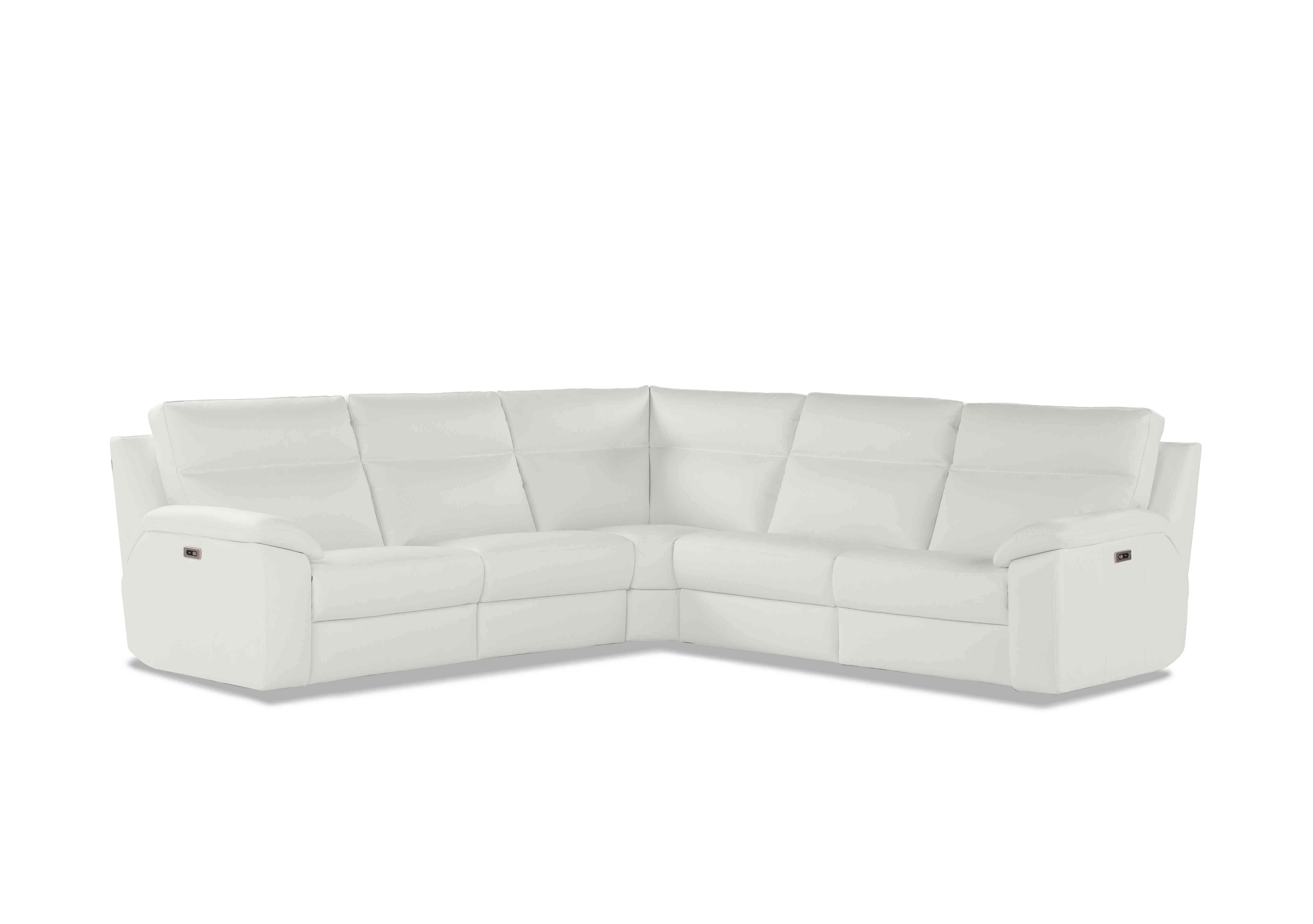 Pepino Large Leather Corner Sofa in 370 Torello Bianco Puro on Furniture Village