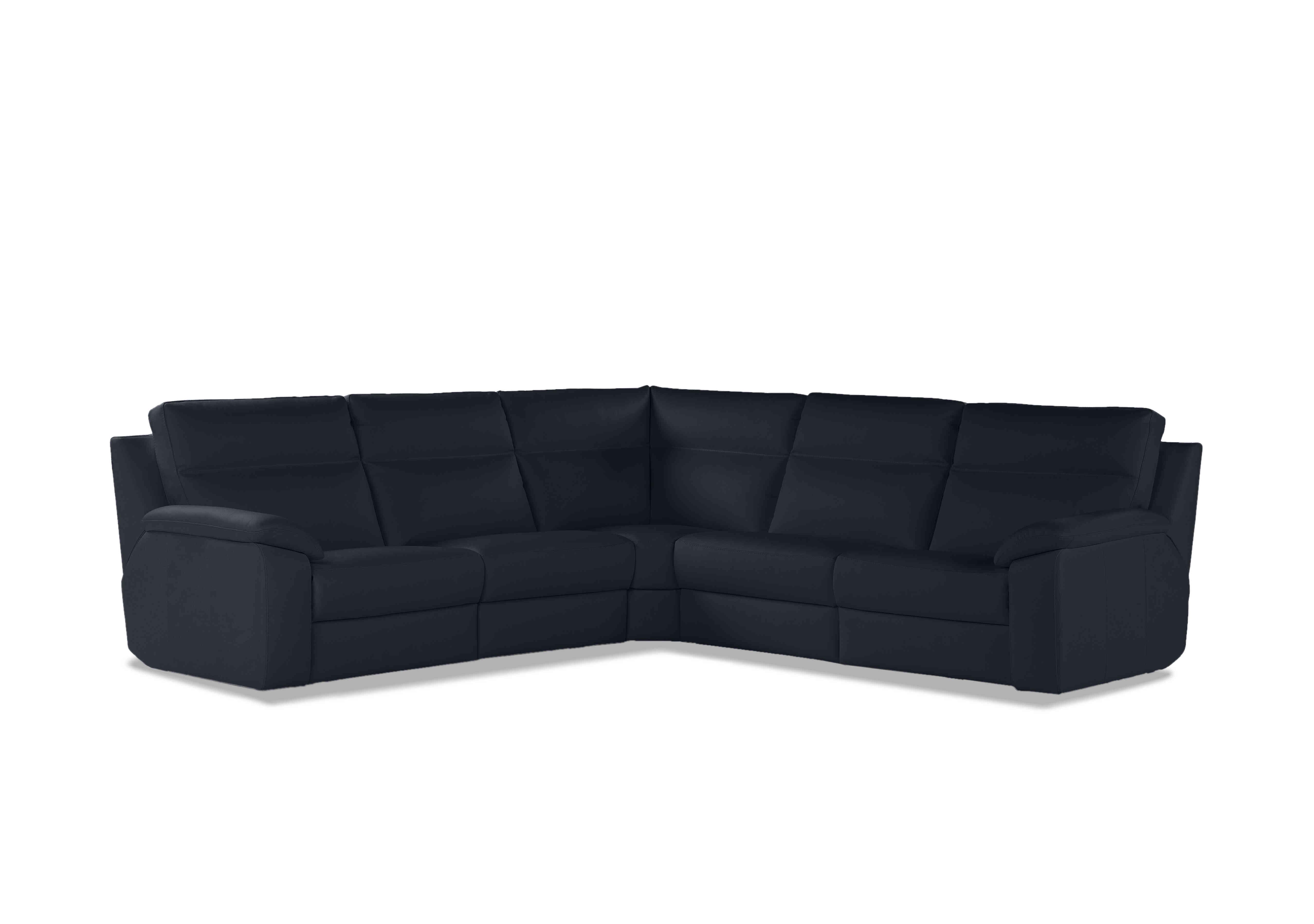 Pepino Large Leather Corner Sofa in 81 Torello Blu on Furniture Village