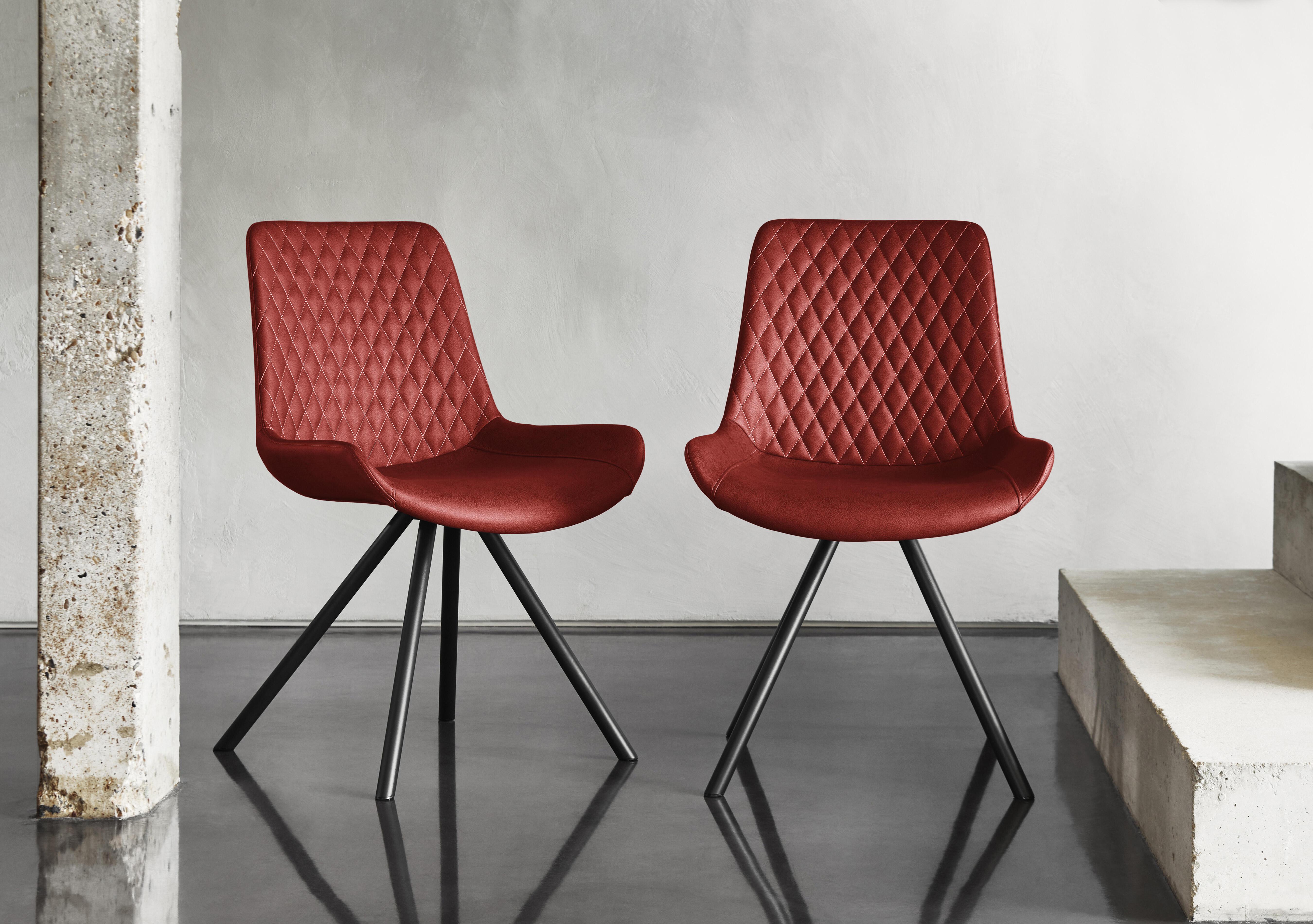 Ion Pair of Fabric Dining Chairs in Burnt Orange on Furniture Village