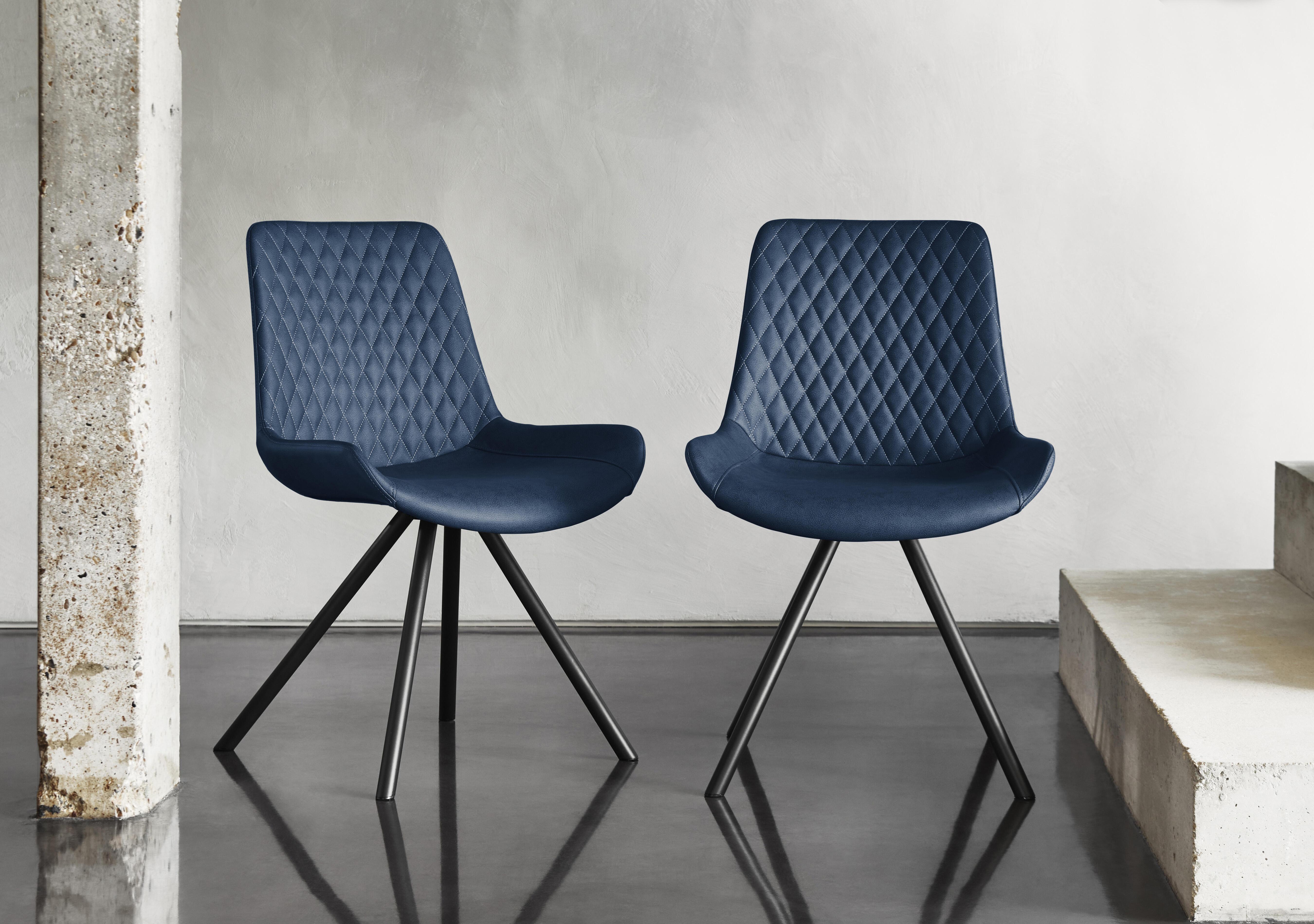 Ion Pair of Fabric Dining Chairs in Mineral Blue on Furniture Village