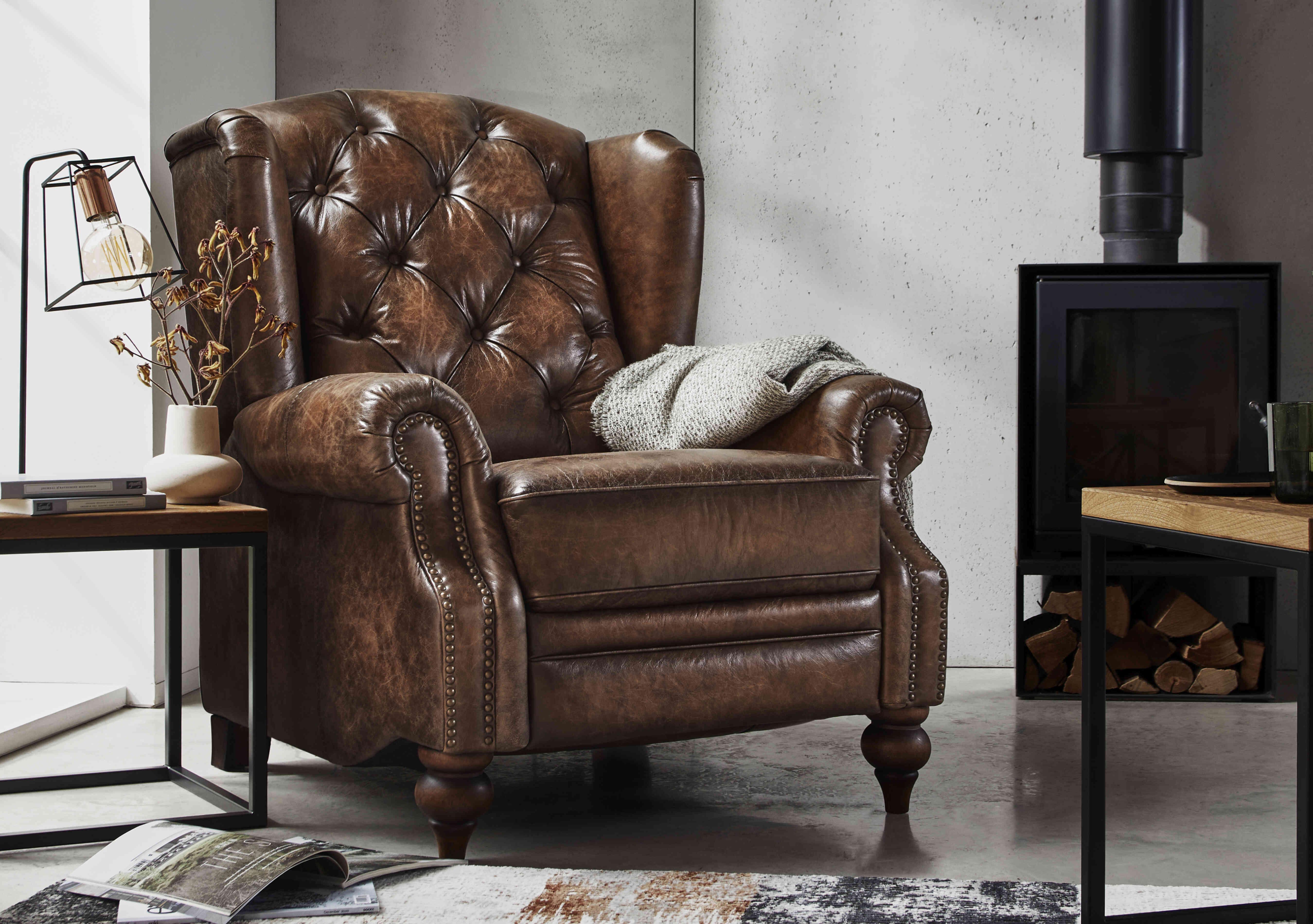Shackleton Leather Wing Chair in  on Furniture Village