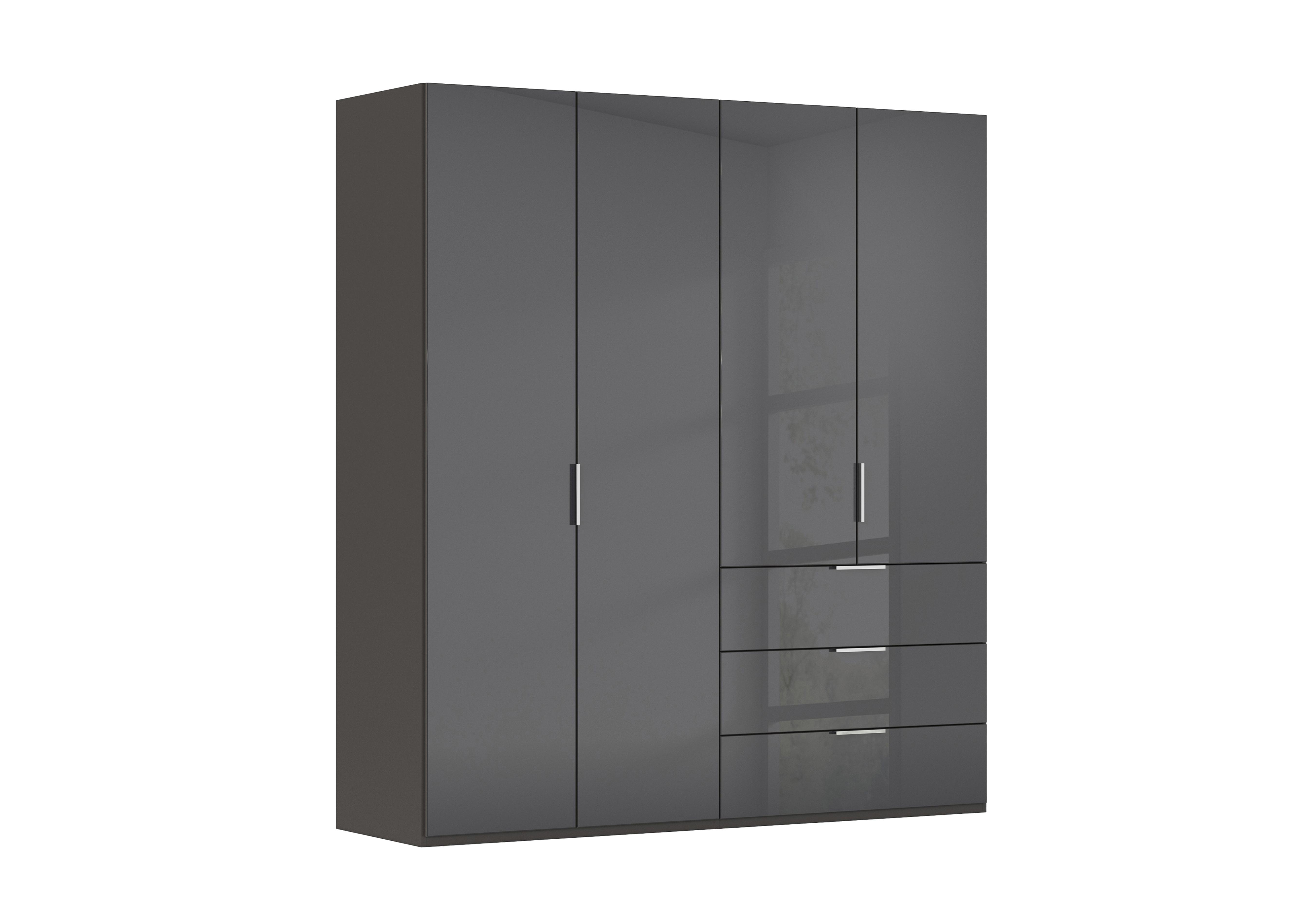 Formes 4 Door Bifold Combi Glass Wardrobe in A140b Graphite Basalt Front on Furniture Village