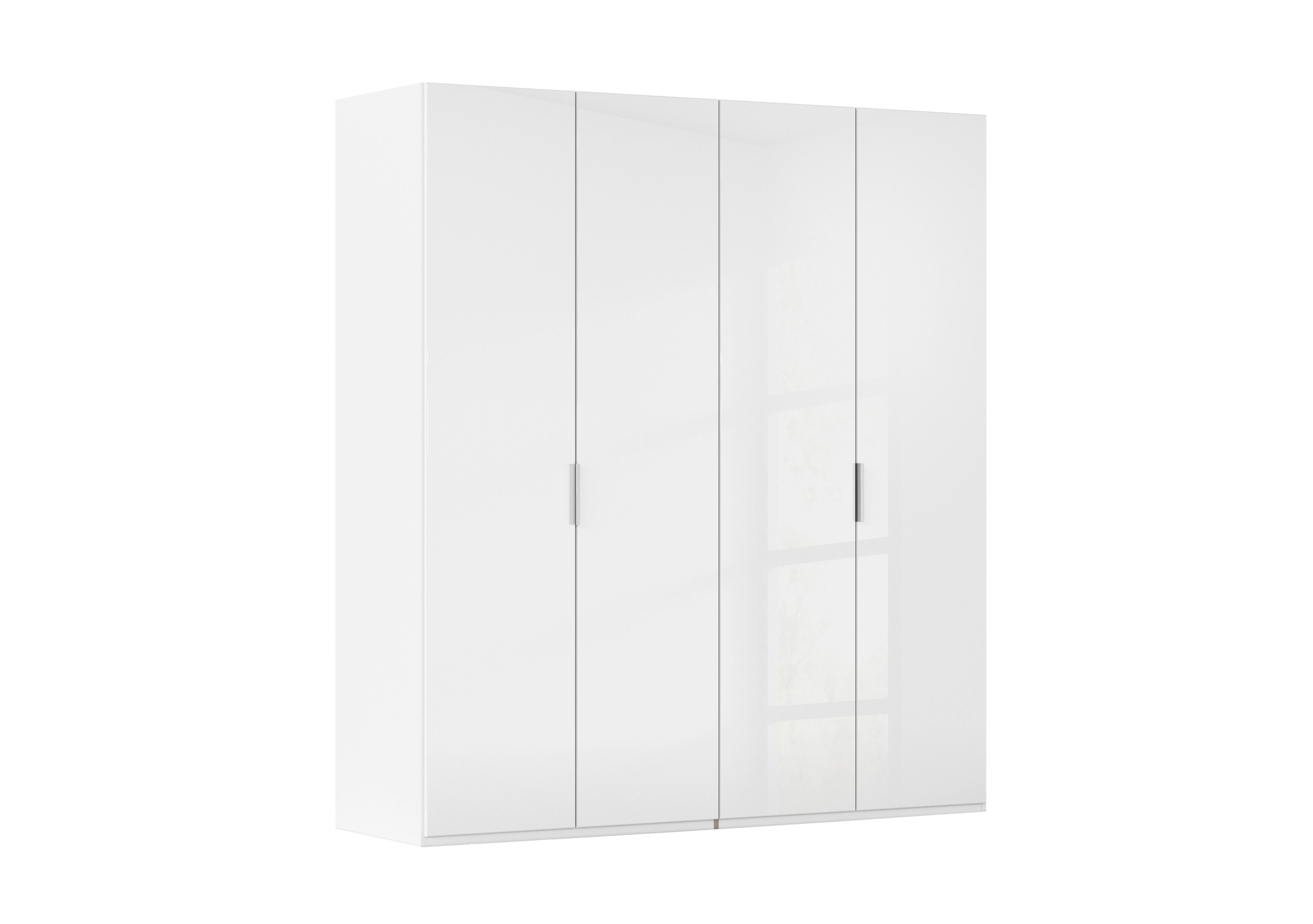 Formes 4 Door Bifold Wardrobe with Glass Doors in A131b White White Front on Furniture Village