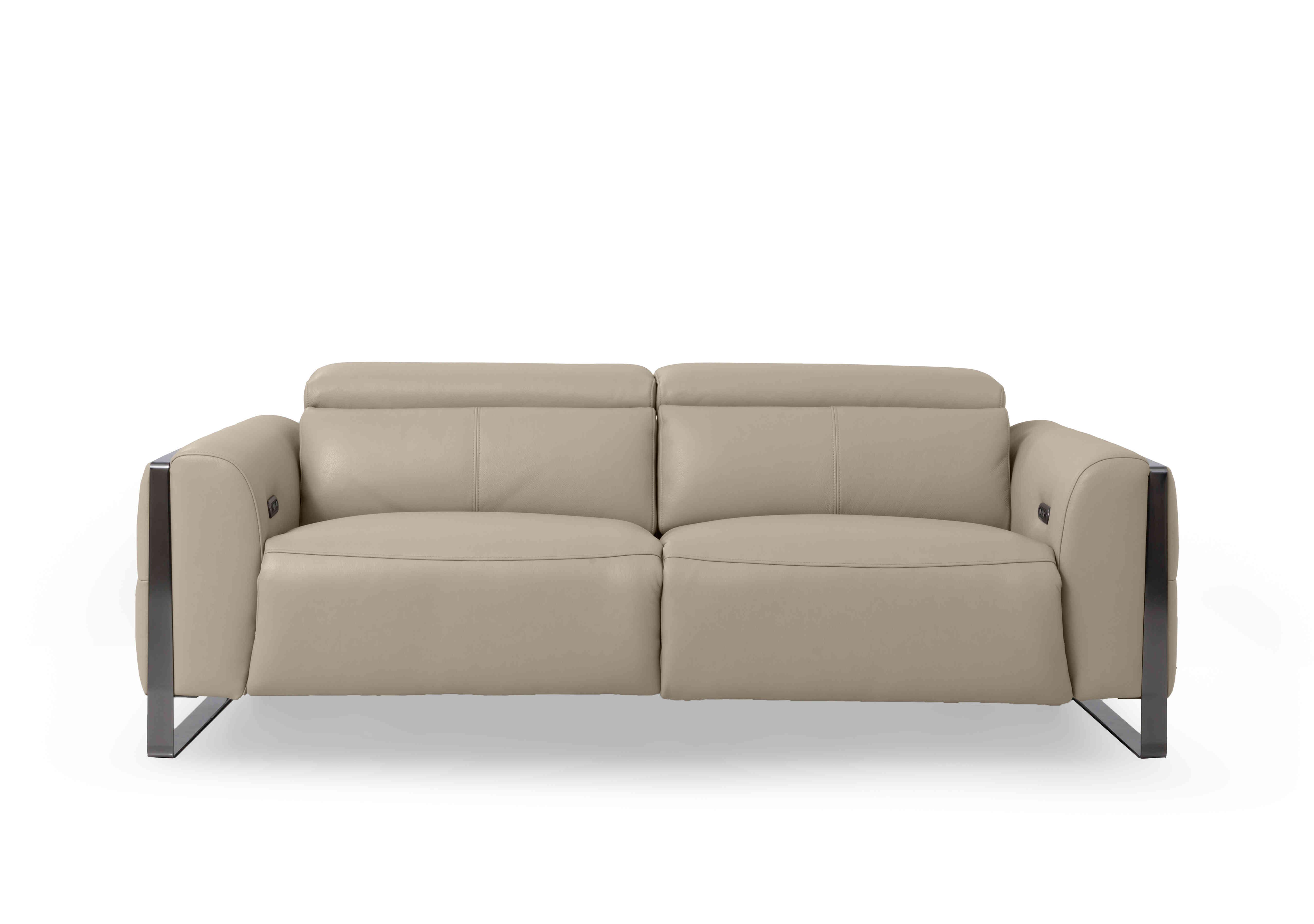 Gisella Leather 3 Seater Sofa in Cat-40/08 Oyster on Furniture Village