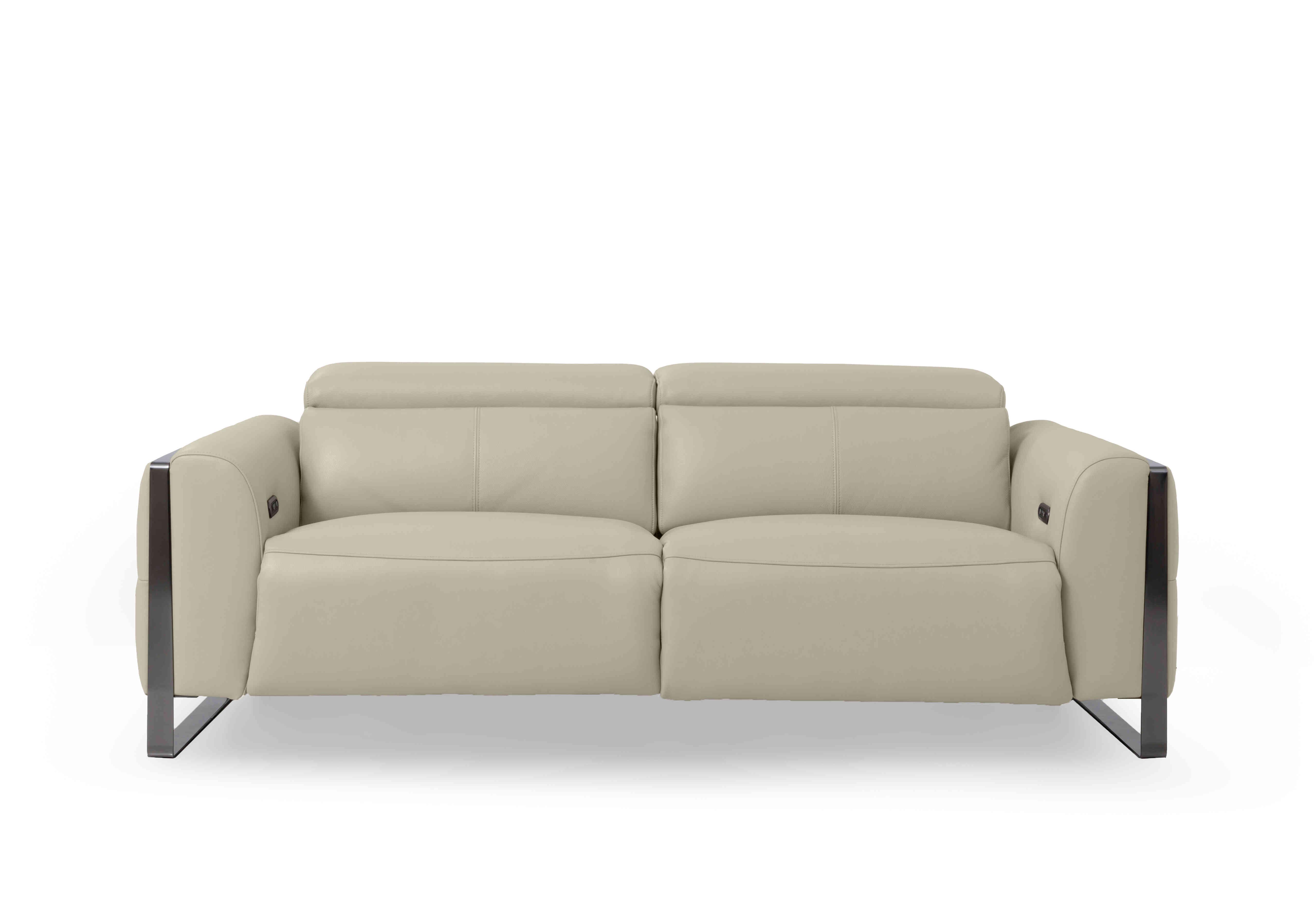 Gisella Leather 3 Seater Sofa in Cat-60/05 Bone China on Furniture Village