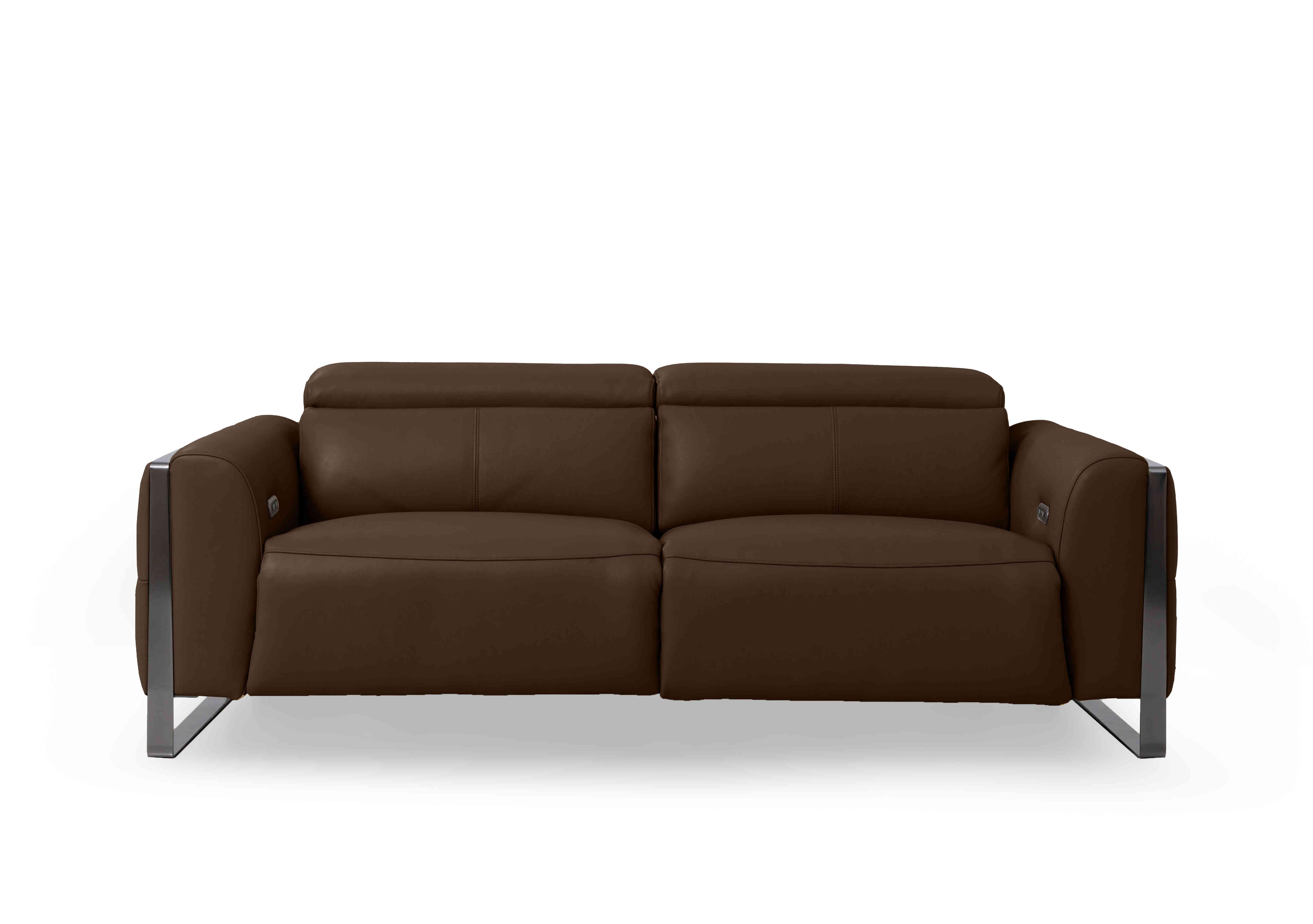 Gisella Leather 3 Seater Sofa in Cat-60/08 Chocolate on Furniture Village