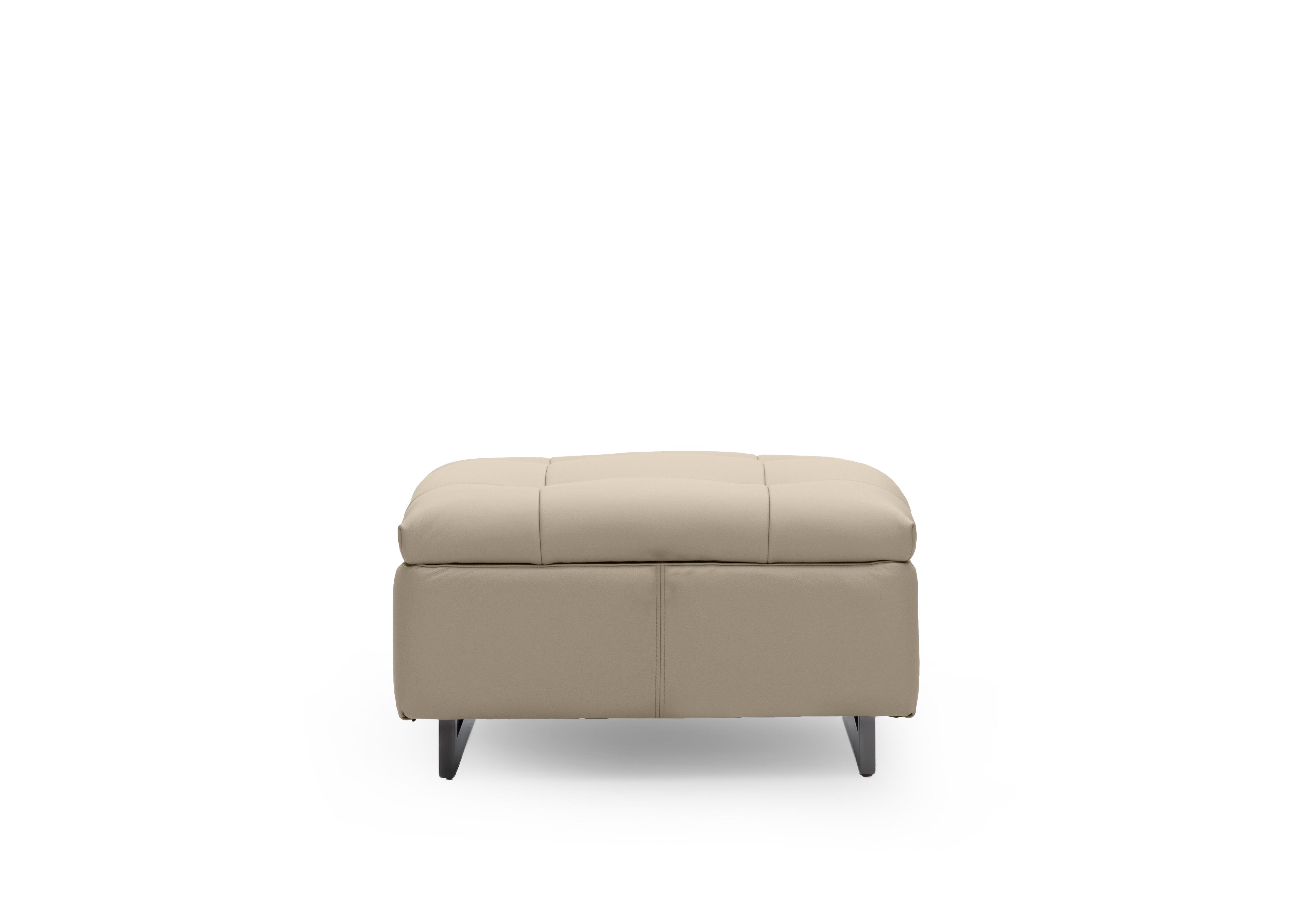 Gisella Leather Large Footstool in Cat-40/08 Oyster on Furniture Village