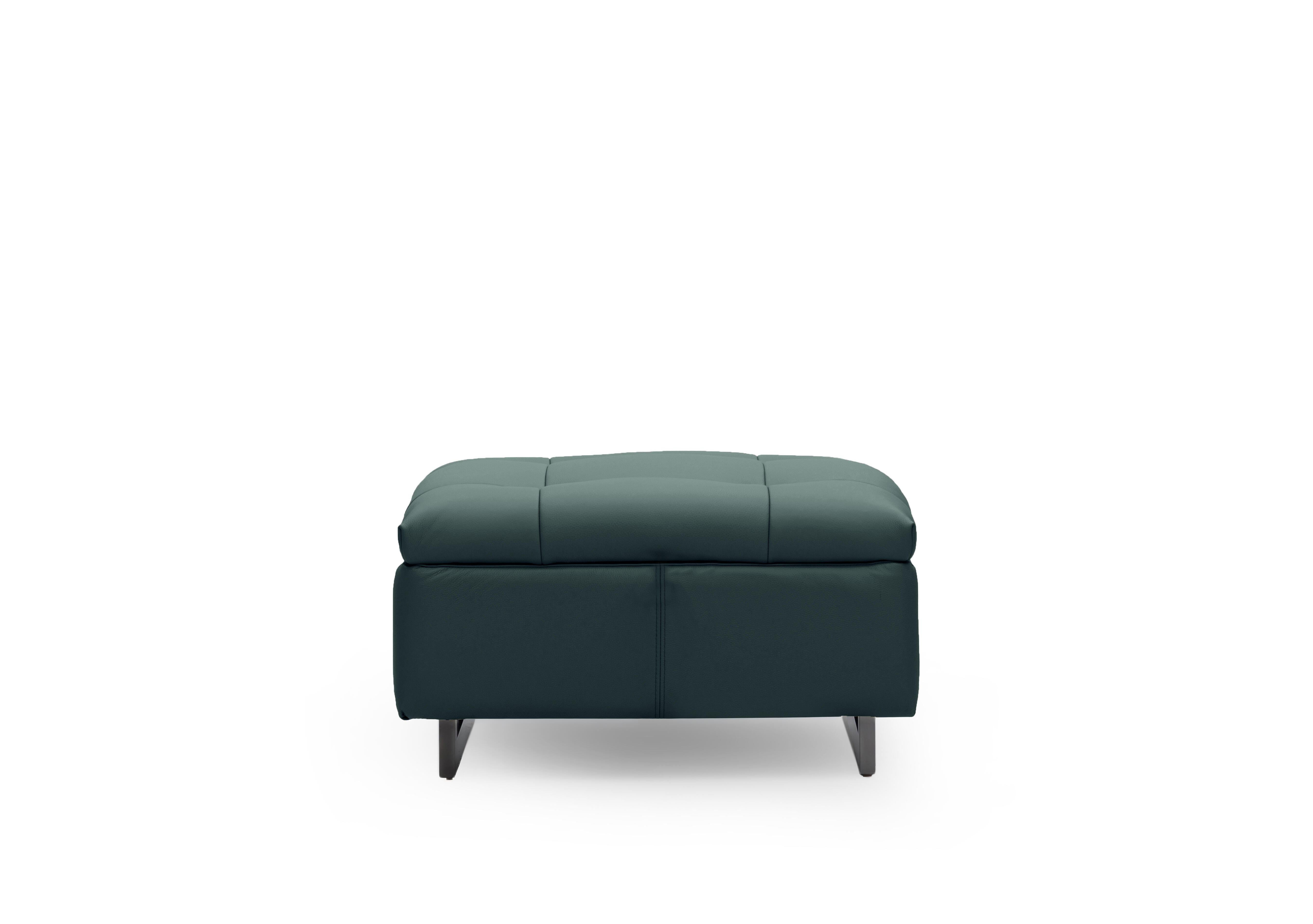 Gisella Leather Large Footstool in Cat-40/09 Peacock on Furniture Village