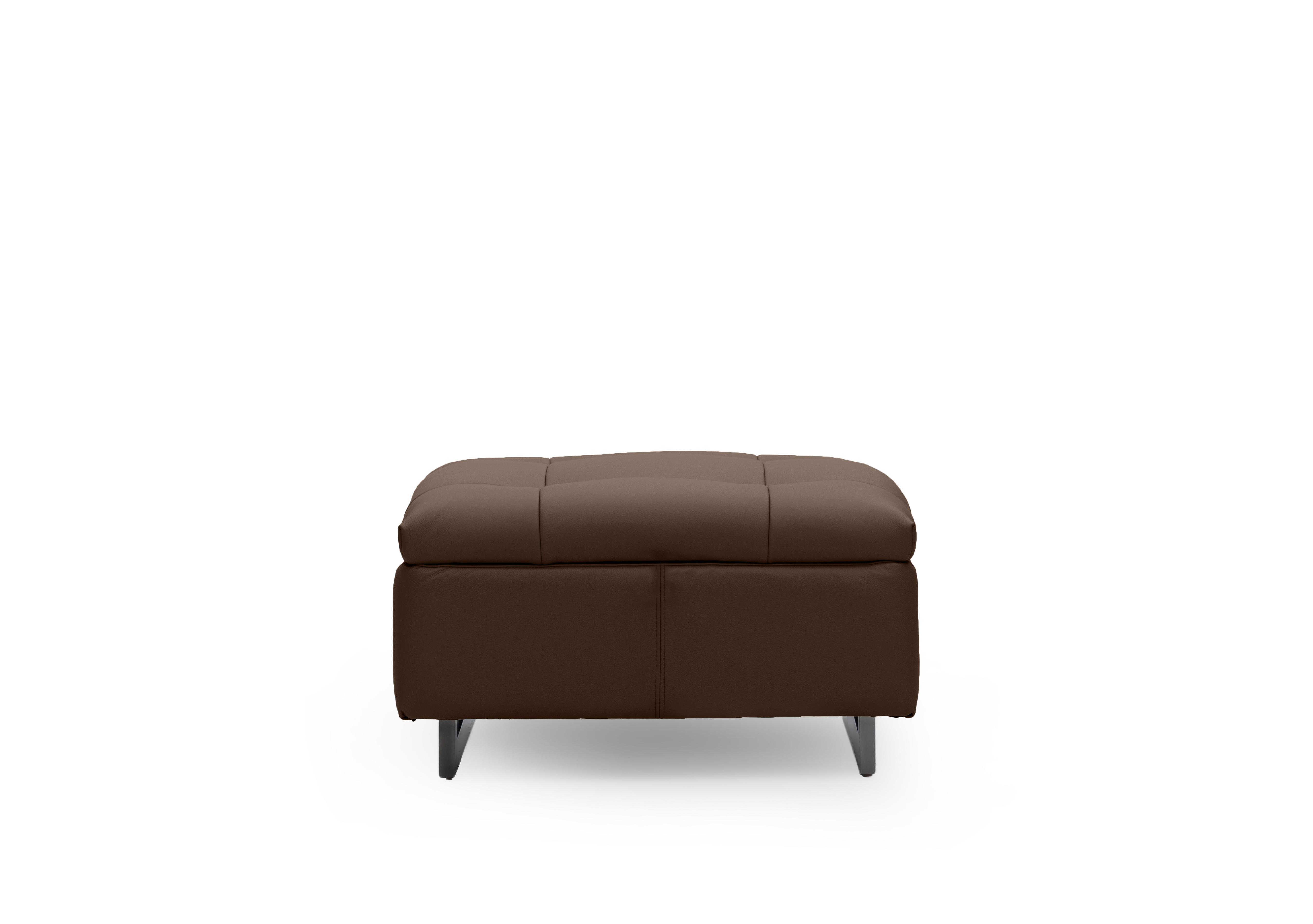 Gisella Leather Large Footstool in Cat-60/08 Chocolate on Furniture Village