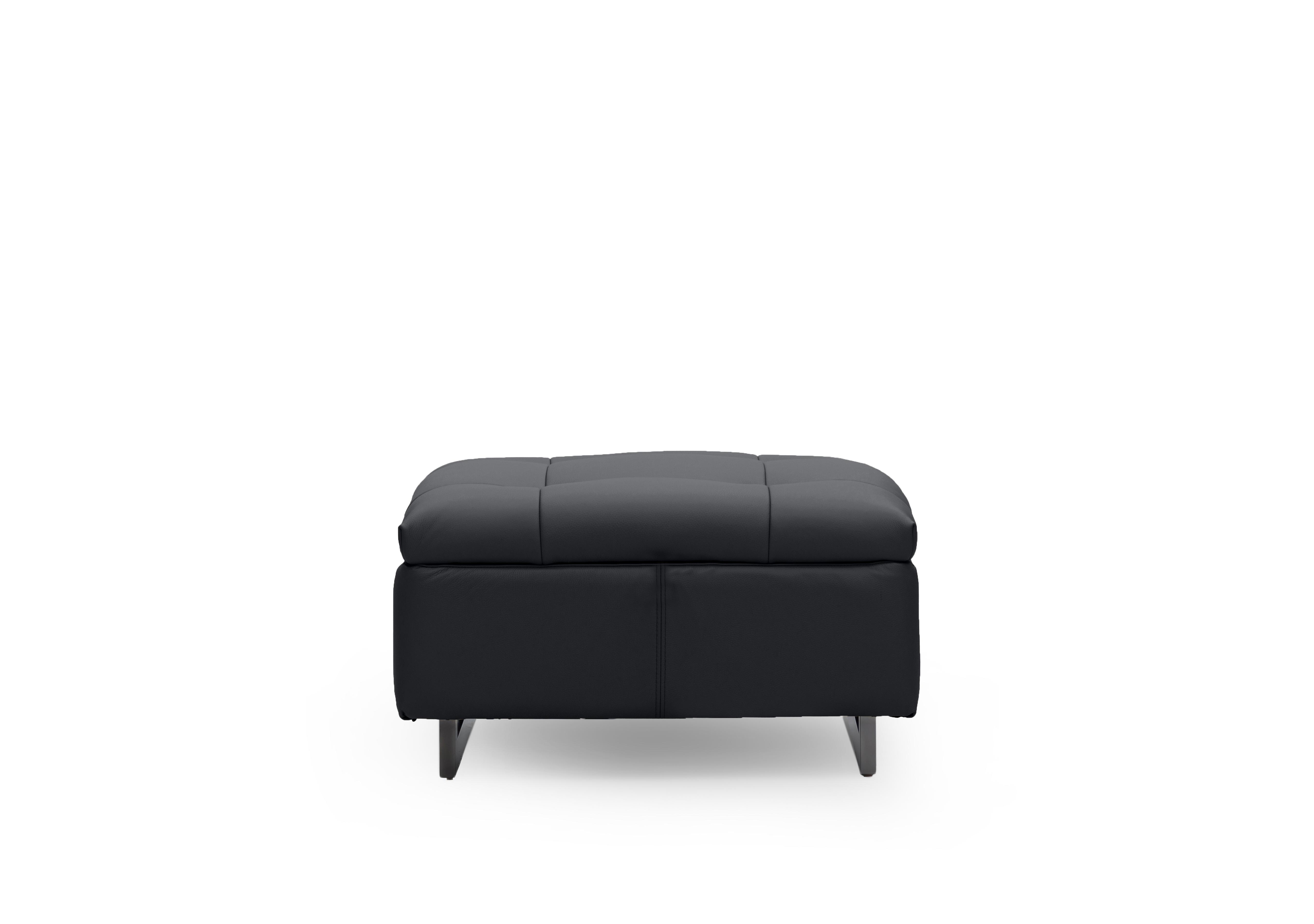 Gisella Leather Large Footstool in Cat-60/18 Lavender Grey on Furniture Village