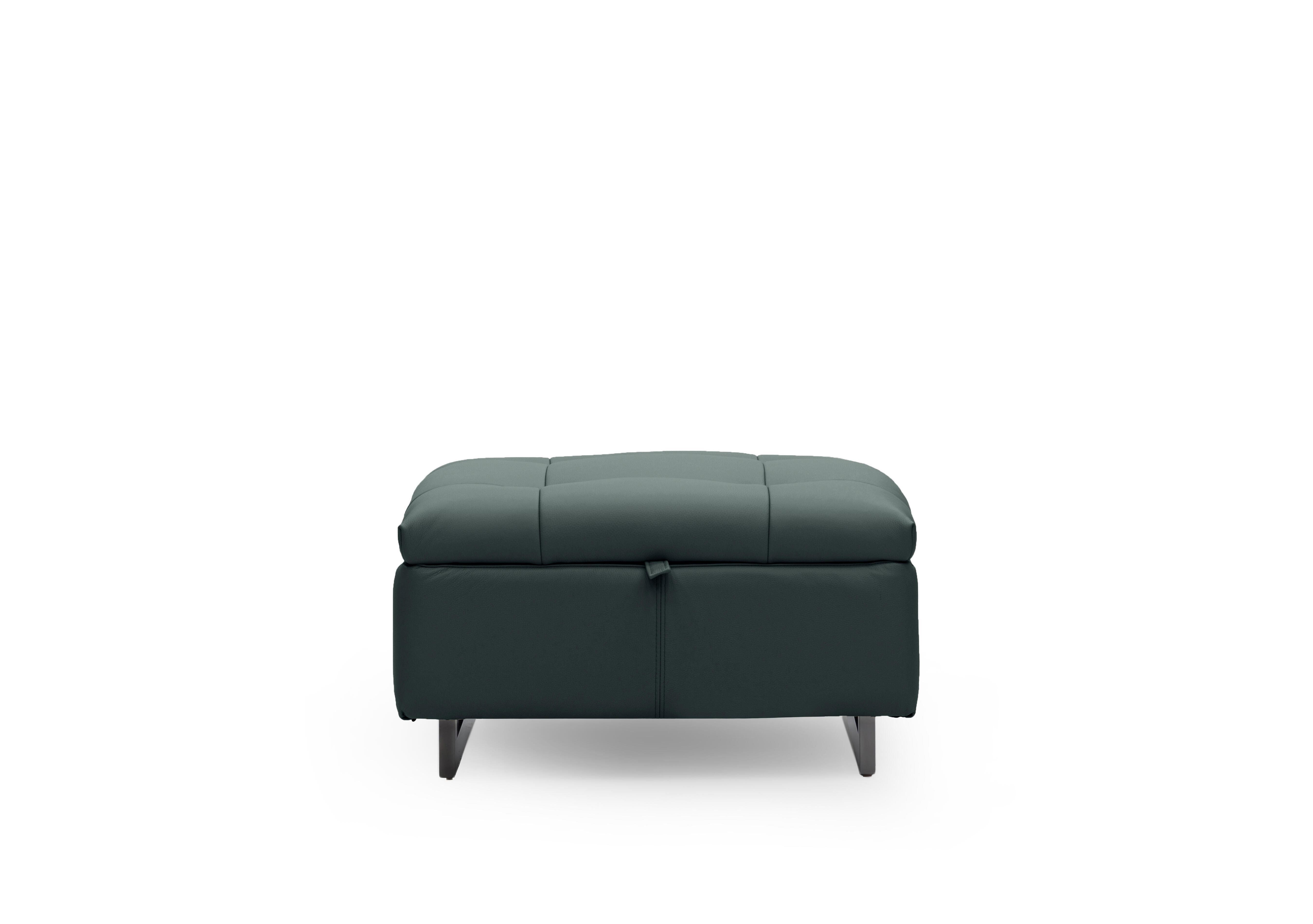 Gisella Leather Storage Footstool in Cat-40/09 Peacock on Furniture Village