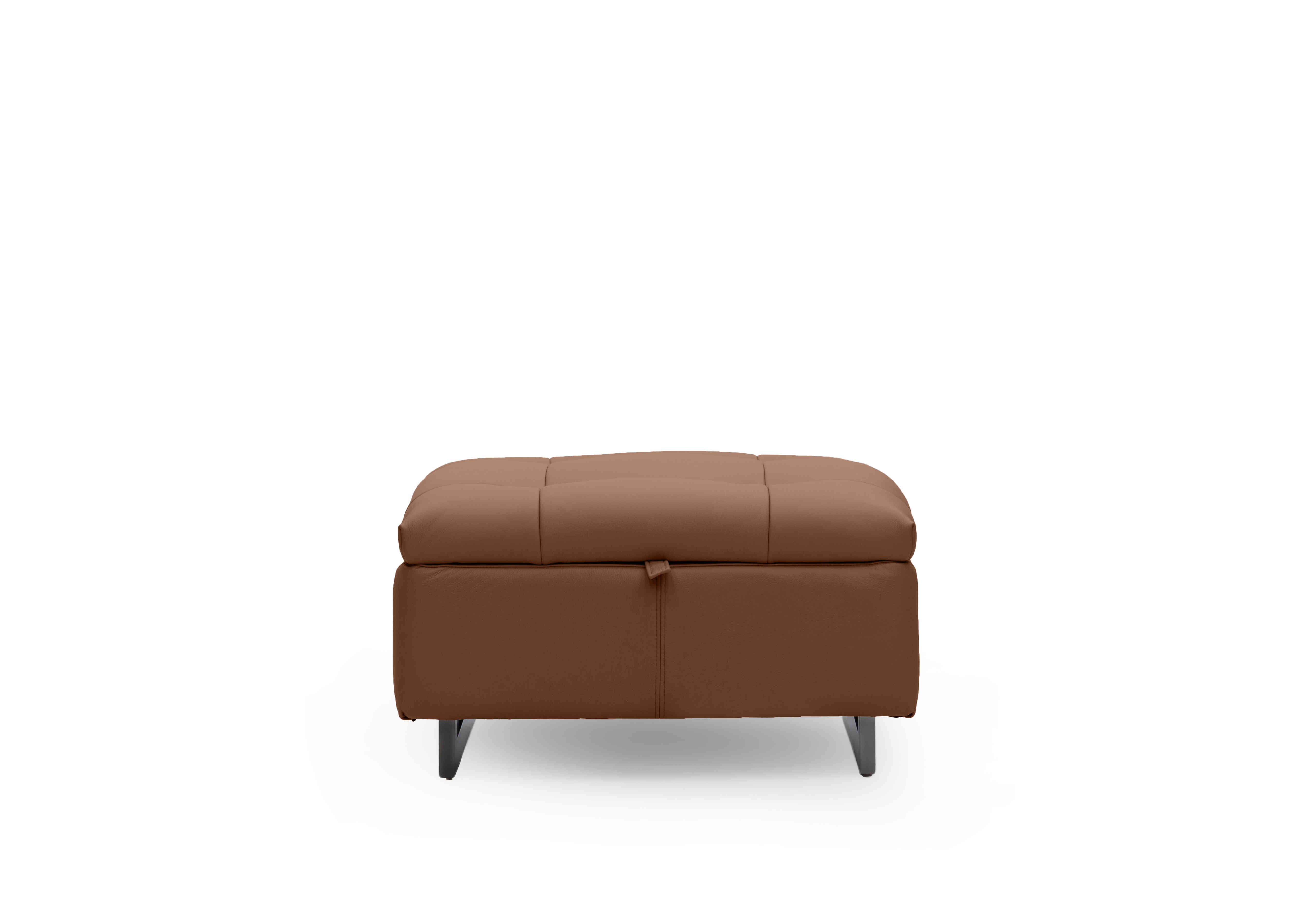Gisella Leather Storage Footstool in Cat-60/07 Butterscotch on Furniture Village