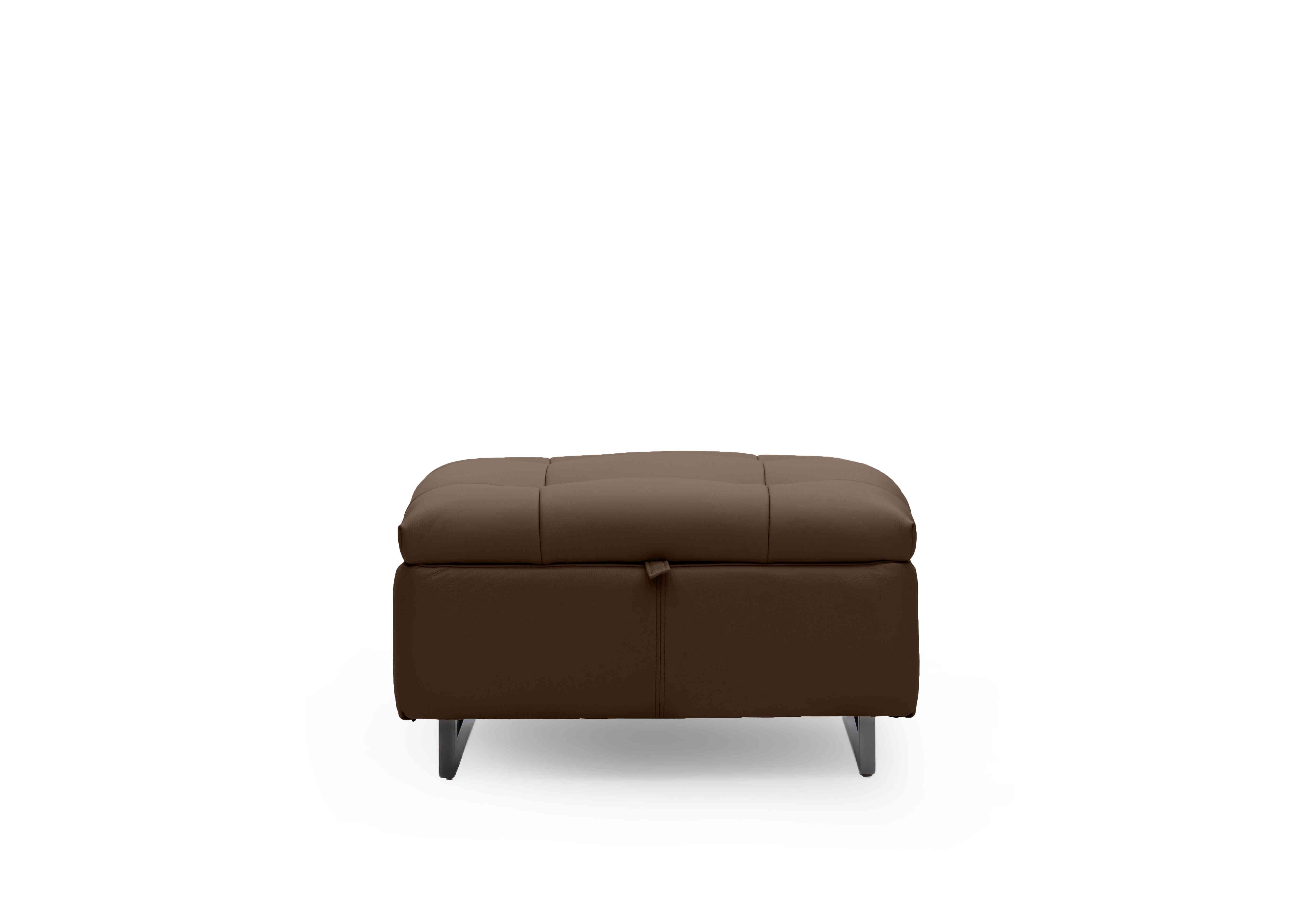Gisella Leather Storage Footstool in Cat-60/08 Chocolate on Furniture Village