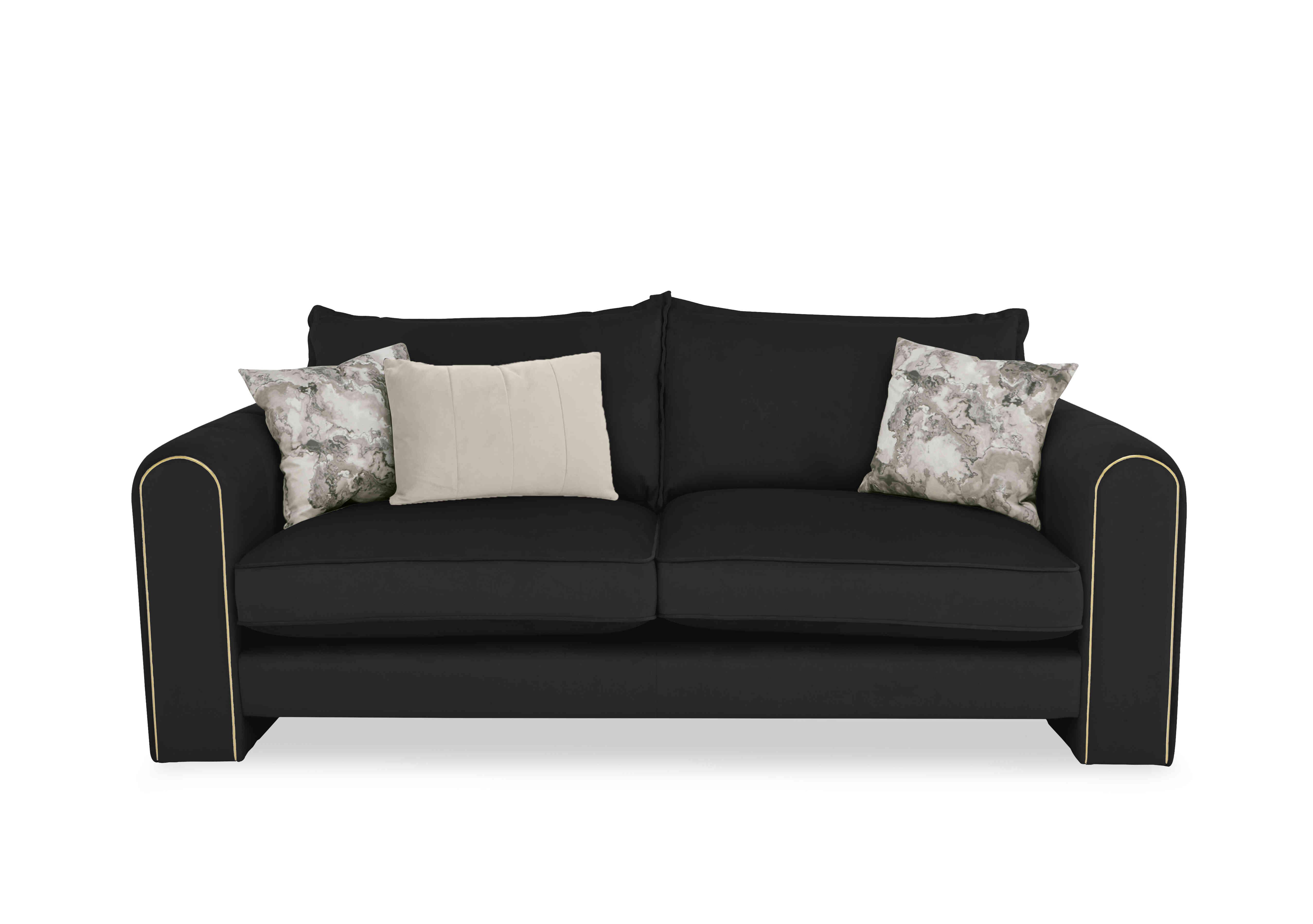 Helena 4 Seater Sofa in Pluto Ebony Gold Trim on Furniture Village