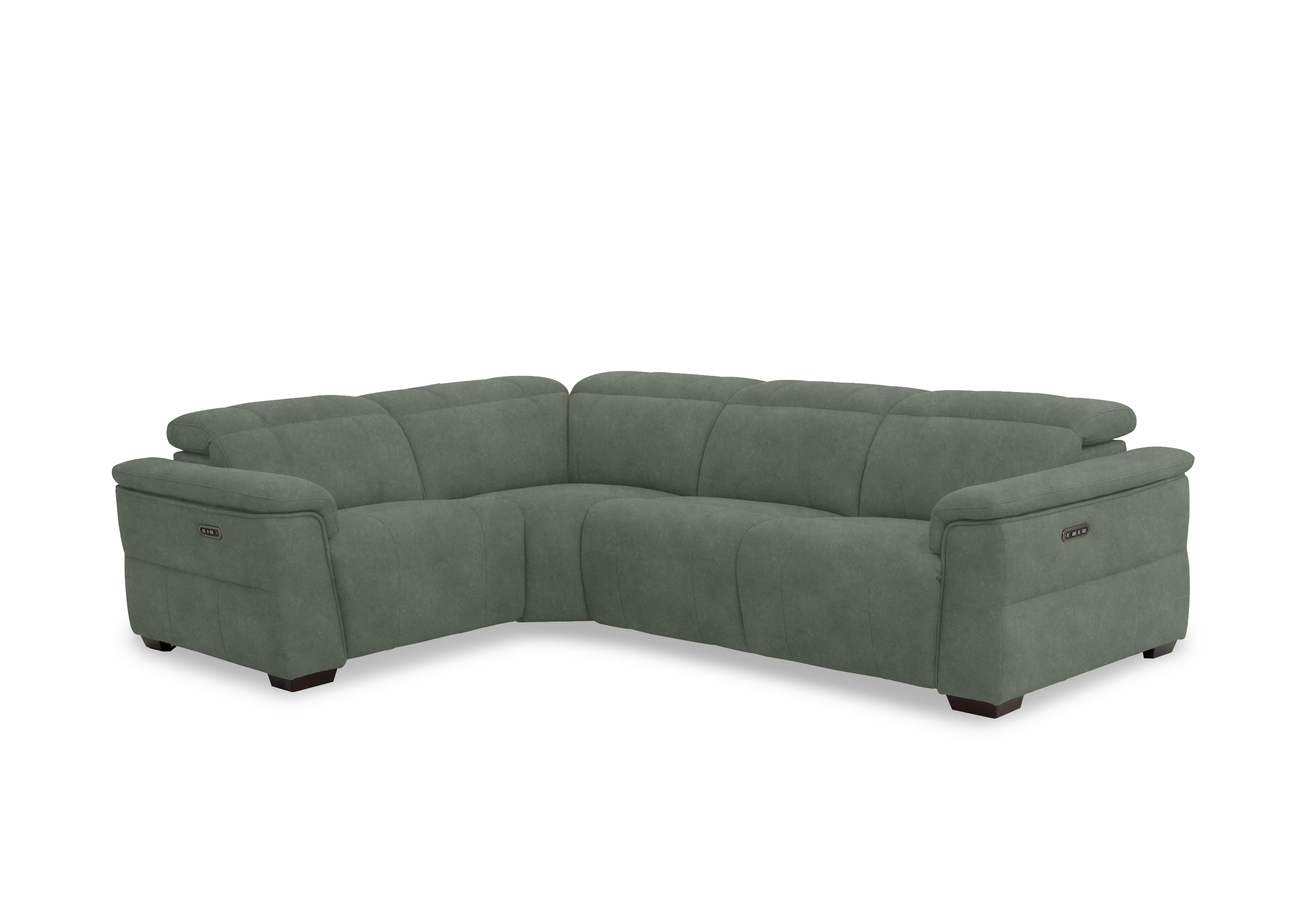 Inca Fabric Double Power Recliner Corner Sofa with Power Headrests in Dexter Fern 43514 on Furniture Village