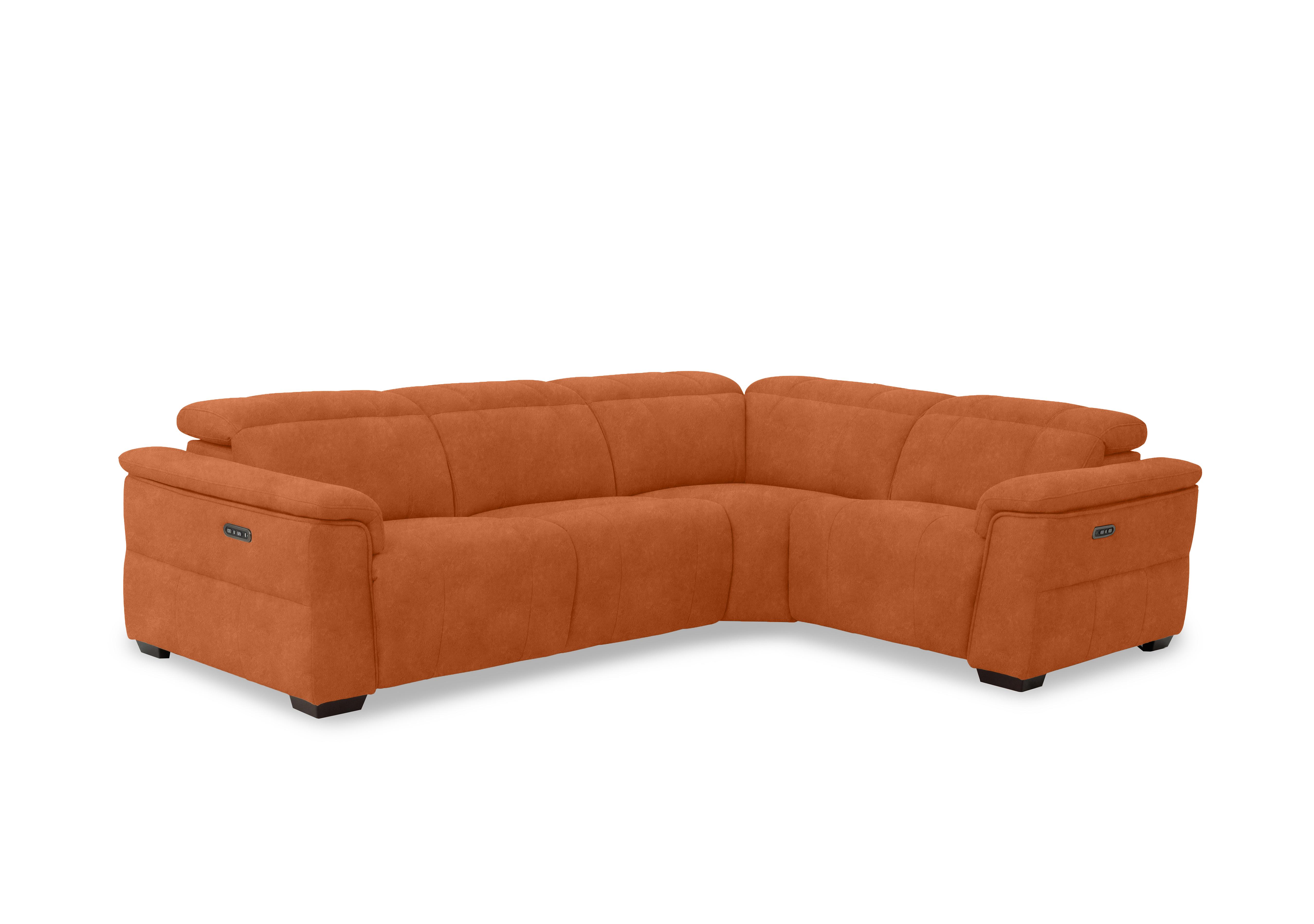 Inca Fabric Double Power Recliner Corner Sofa with Power Headrests in Dexter Pumpkin 43509 on Furniture Village