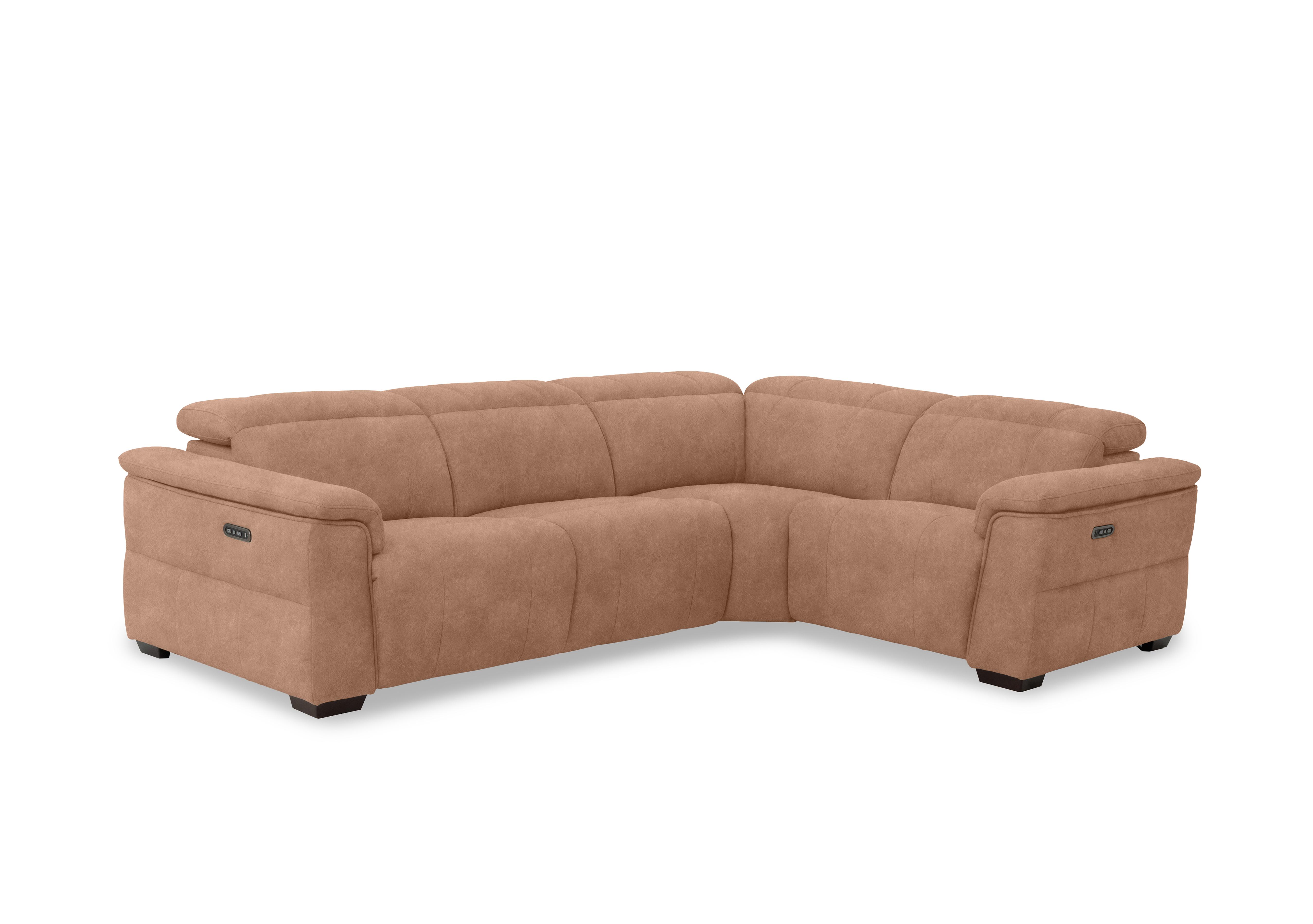 Inca Fabric Double Power Recliner Corner Sofa with Power Headrests in Dexter Sand 43507 on Furniture Village