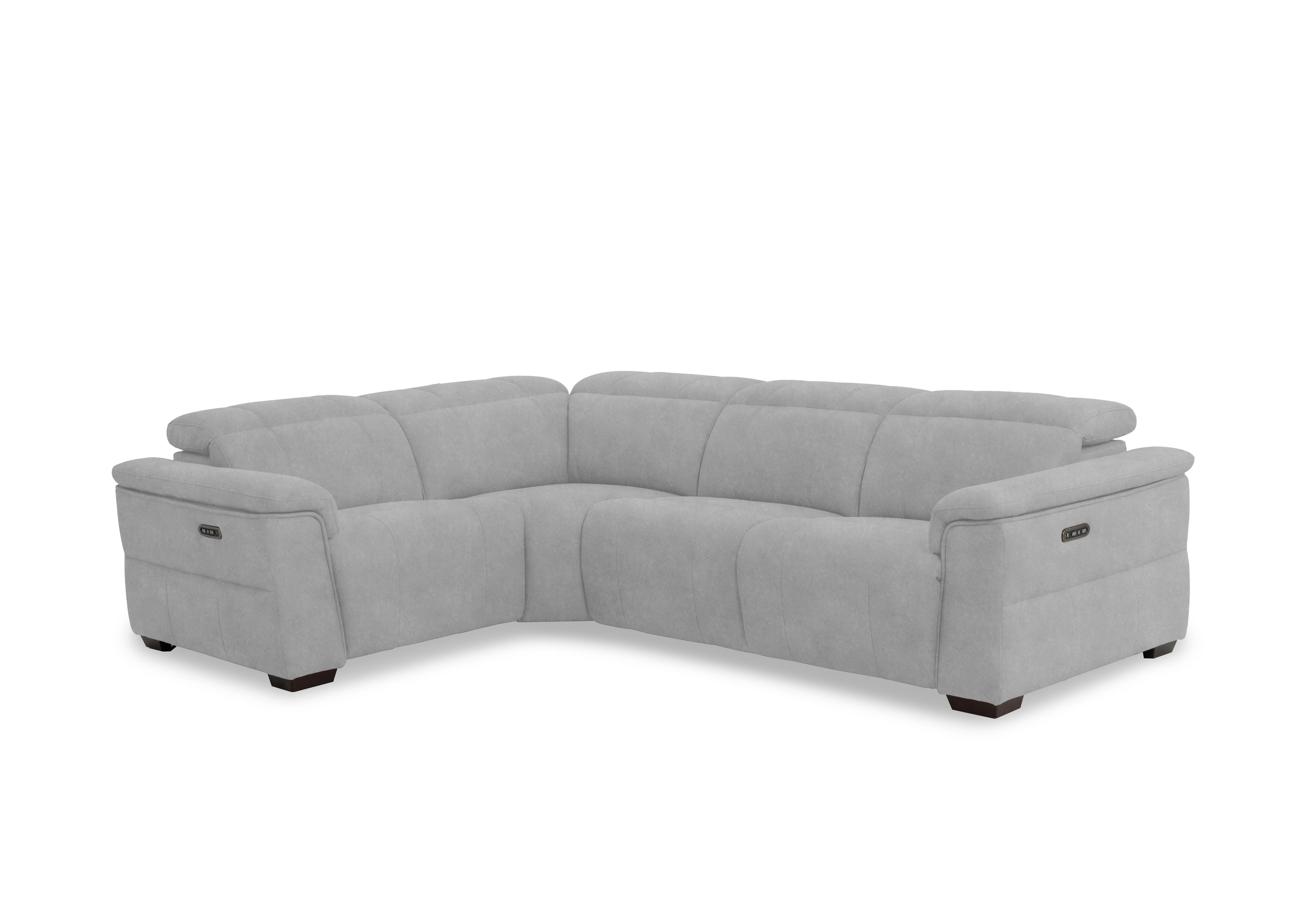 Inca Fabric Double Power Recliner Corner Sofa with Power Headrests in Dexter Smoke 43516 on Furniture Village