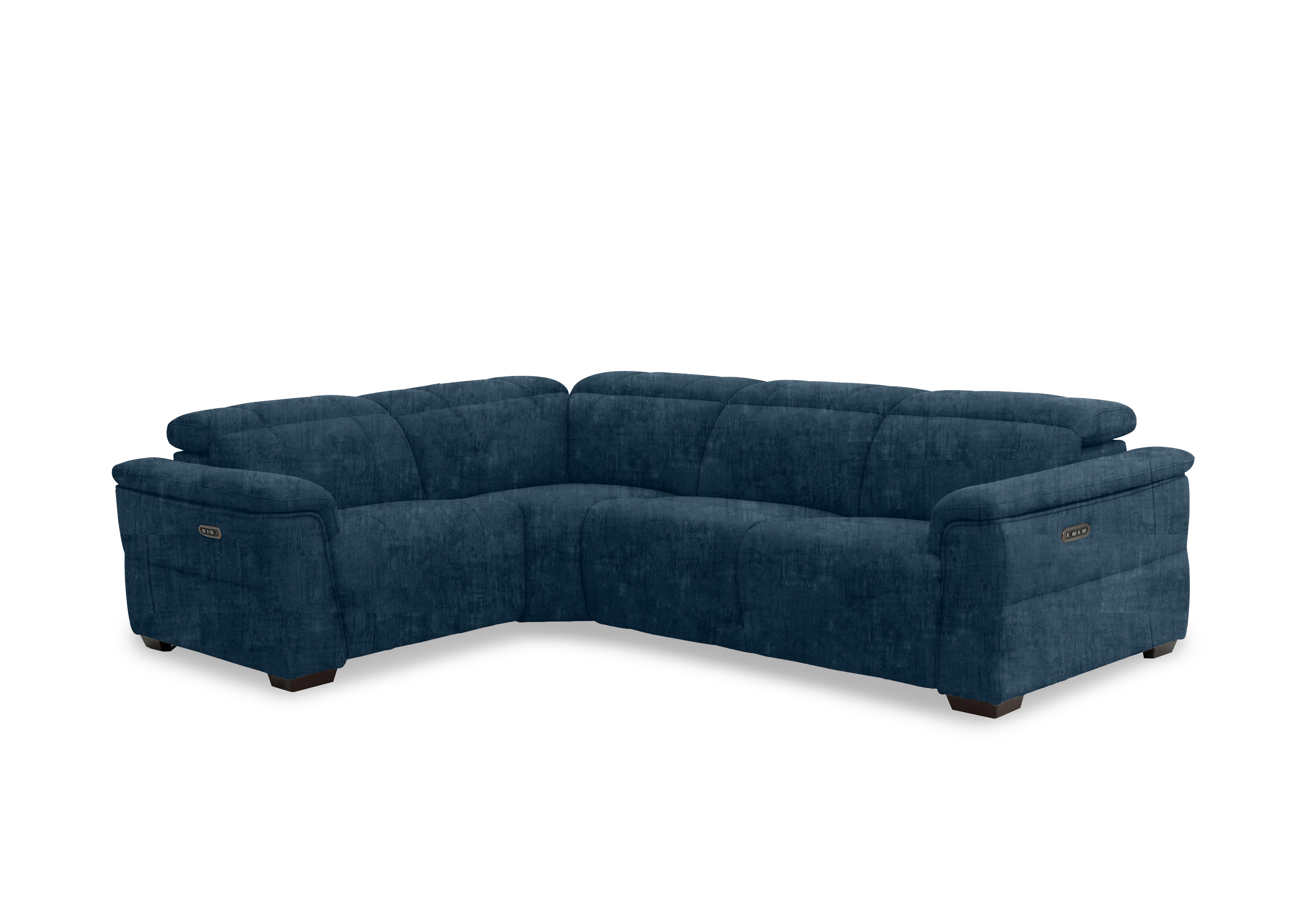 Inca Fabric Double Power Recliner Corner Sofa with Power Headrests in Heritage Airforce 52000 on Furniture Village