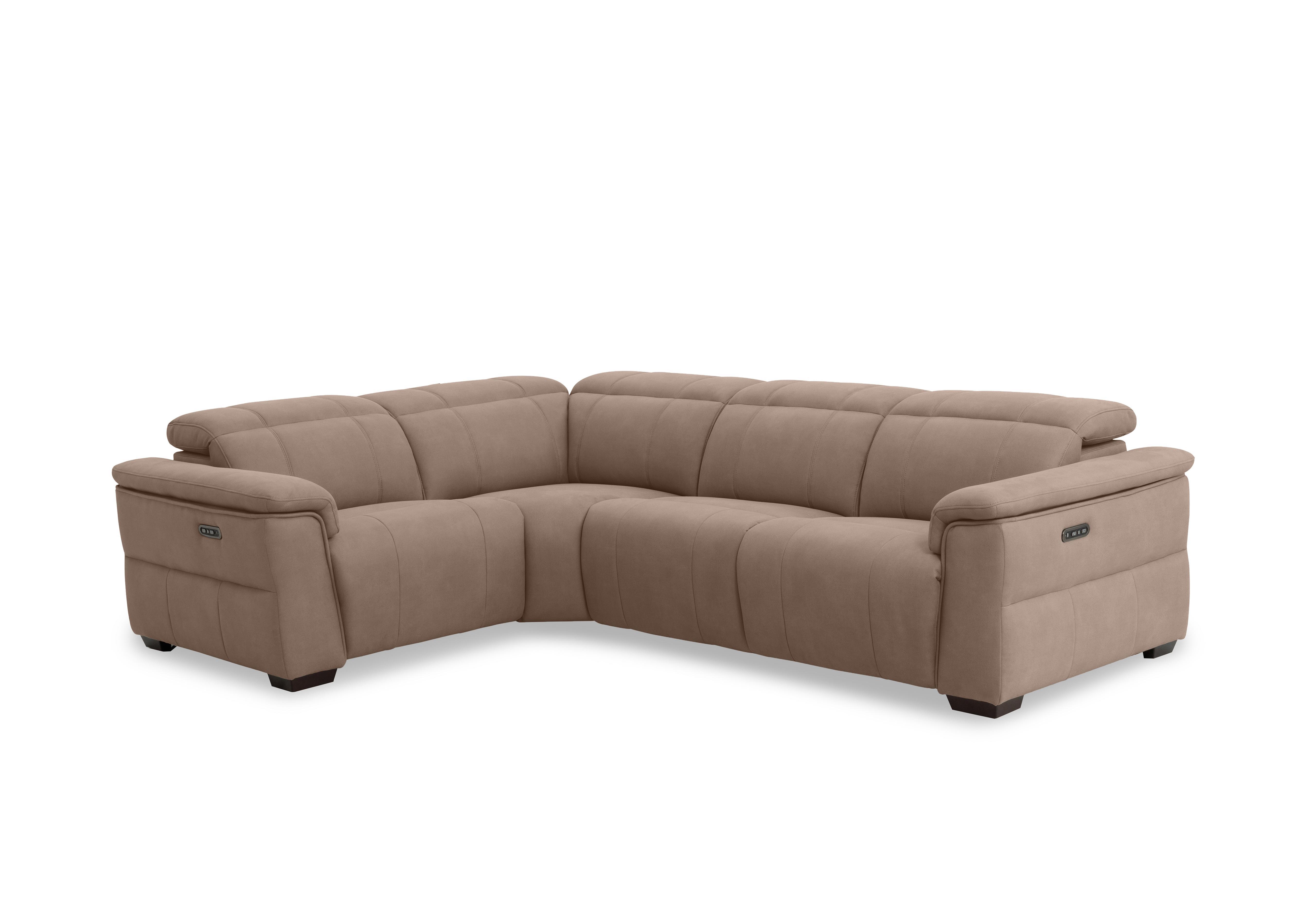 Inca Fabric Double Power Recliner Corner Sofa with Power Headrests in Manhattan Nutmeg 58005 on Furniture Village