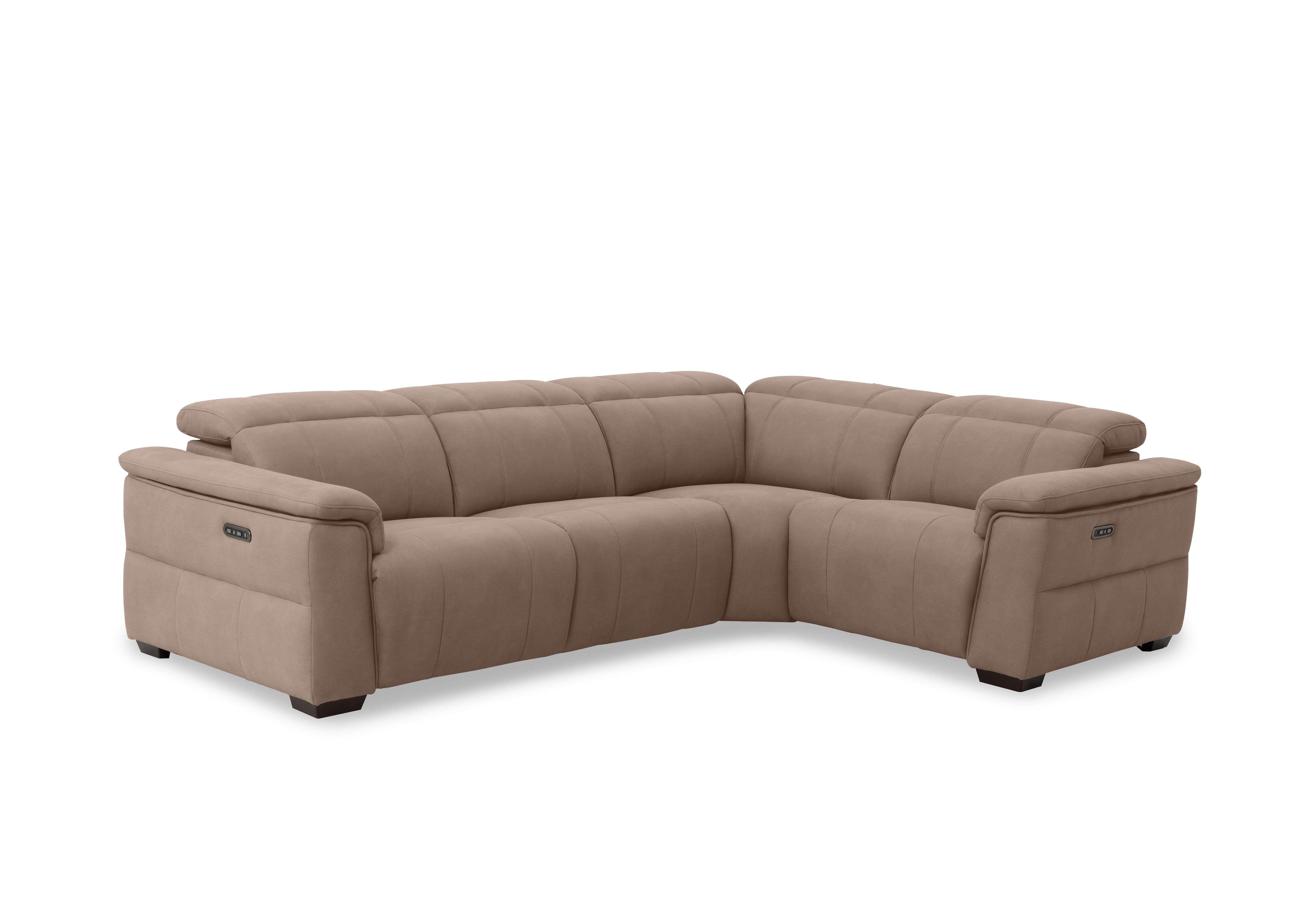 Inca Fabric Double Power Recliner Corner Sofa with Power Headrests in Manhattan Nutmeg 58005 on Furniture Village