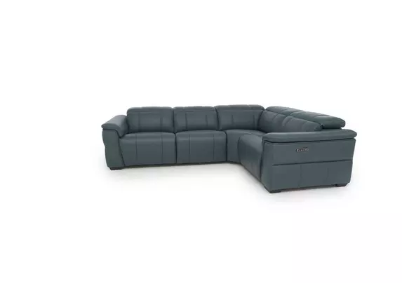 Inca Leather Double Power Recliner Corner Sofa with Power Headrests Furniture Village