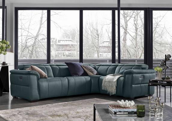 Inca Leather Double Power Recliner Corner Sofa with Power