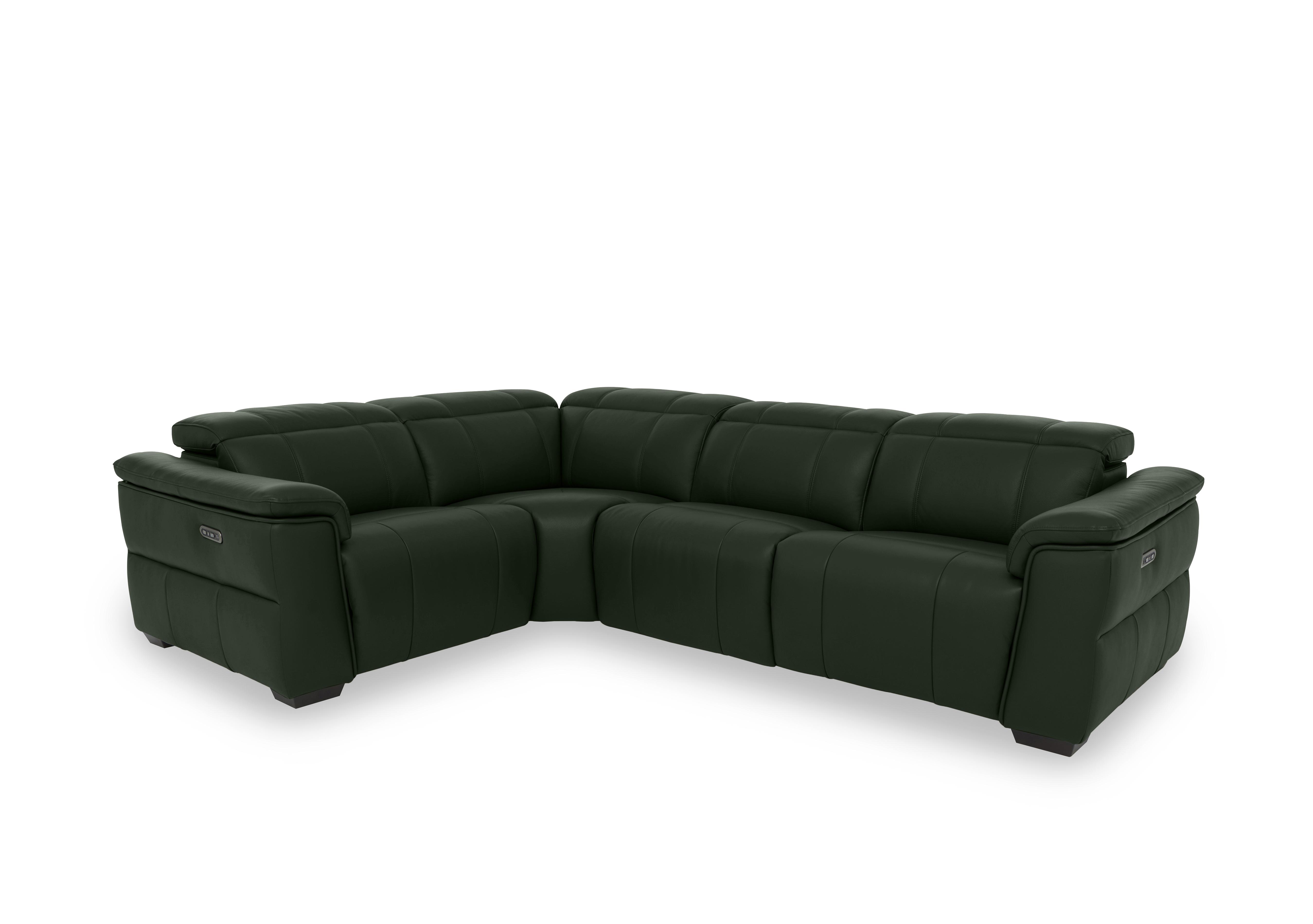 Inca Leather Double Power Recliner Corner Sofa with Power Headrests in Cat-40/10 Oslo Pine on Furniture Village
